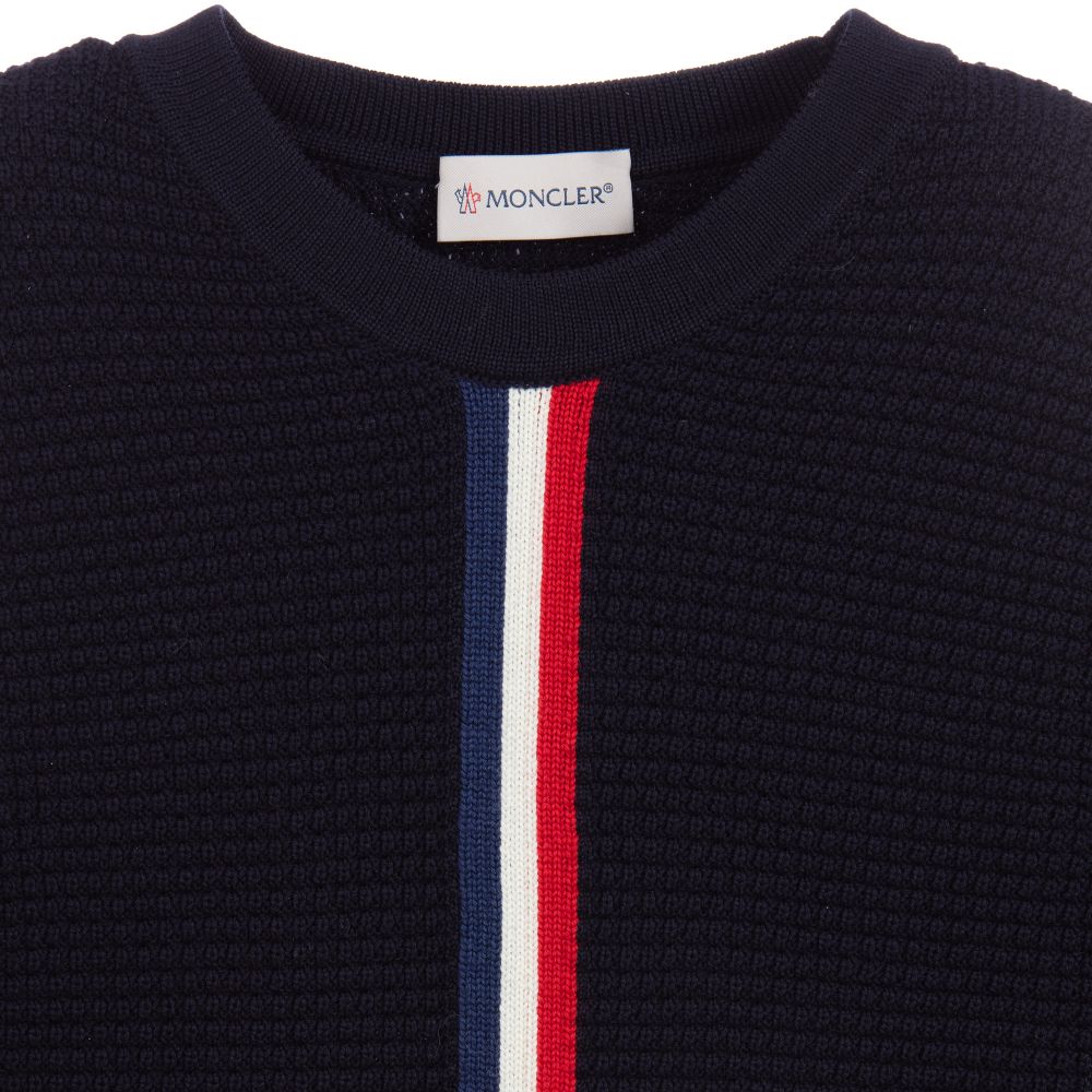 Boys Navy Crew Neck Virgin wool Sweatshirt