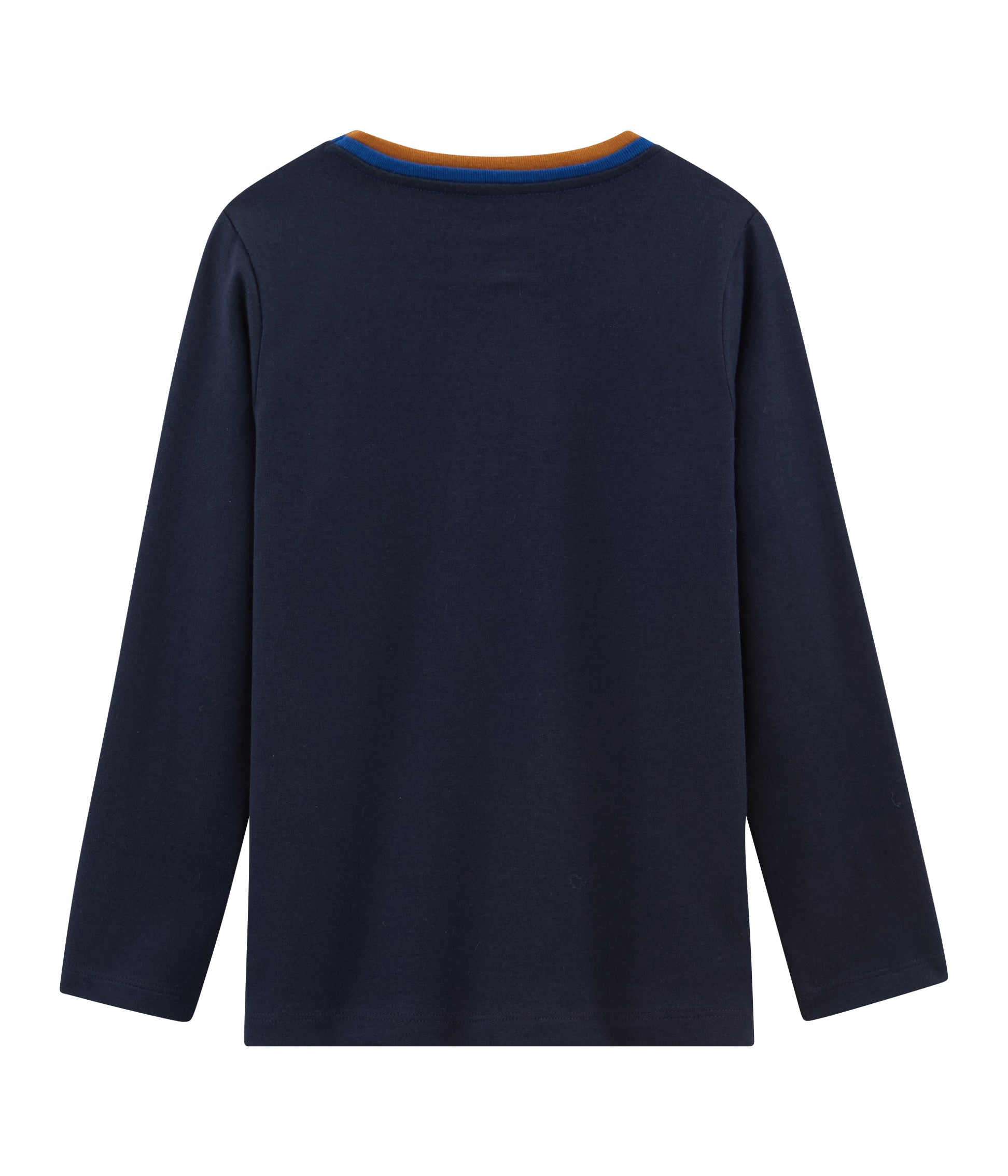 Boys Navy Logo Long Sleeves Cotton T-shirt