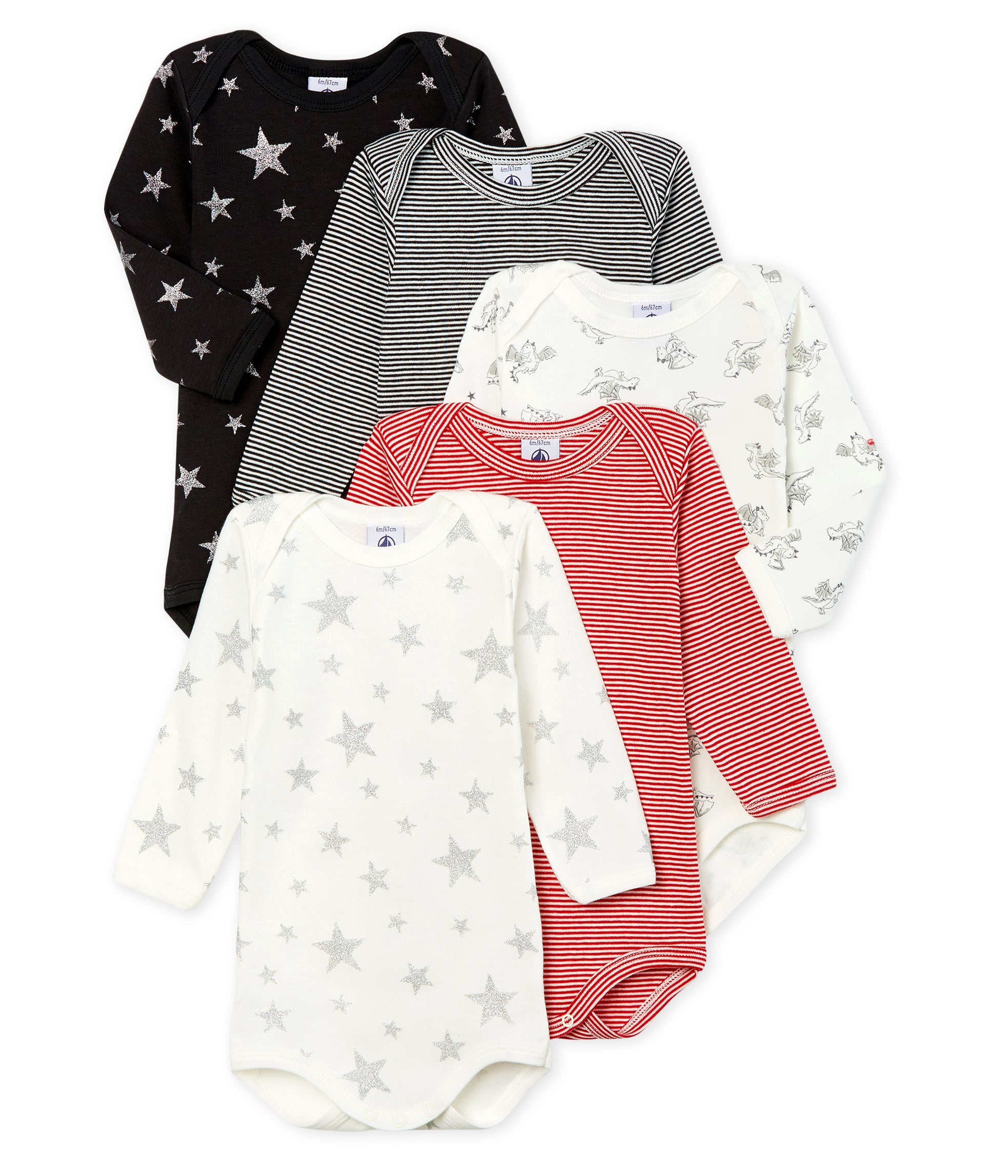 Baby Boys Multicolor Cotton Babysuit Set (（5Pieces）