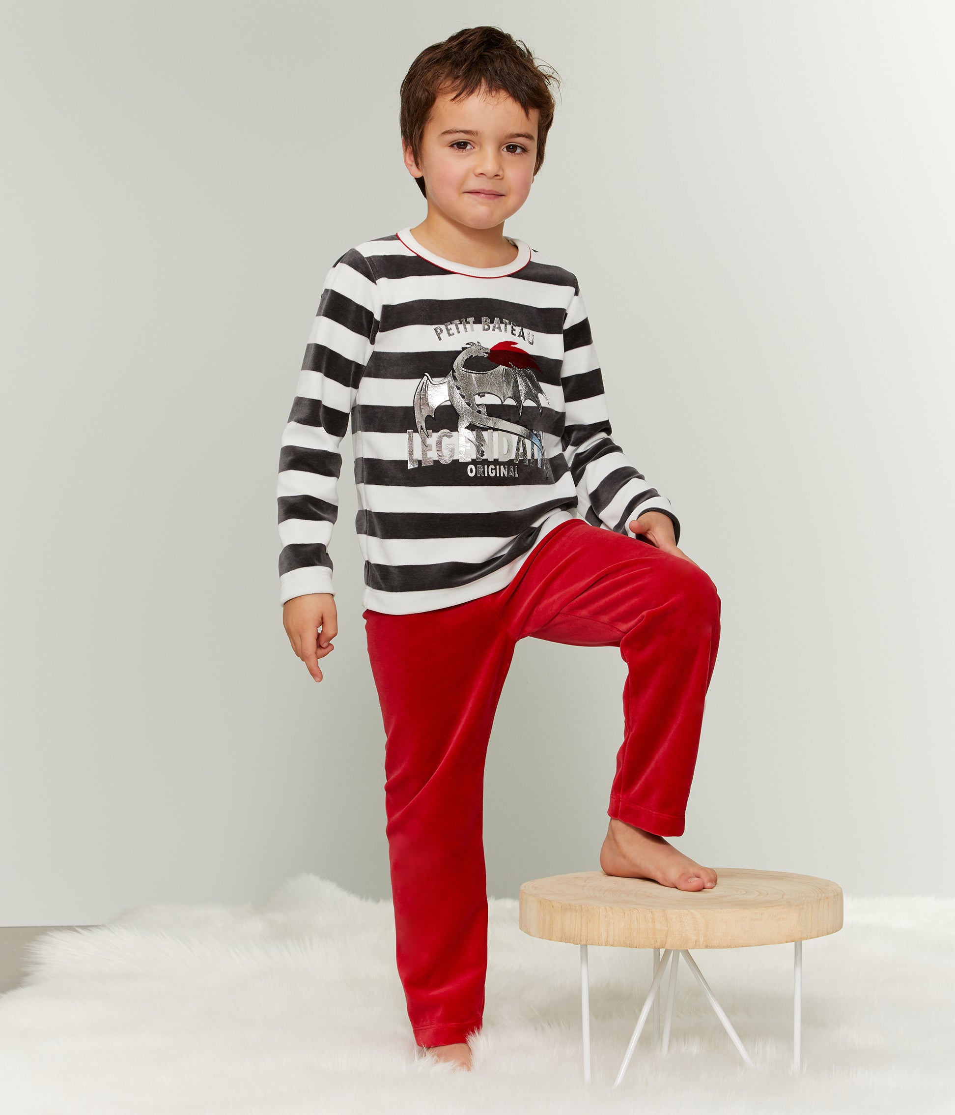 Boys Black & Red Cotton Nightwear Set