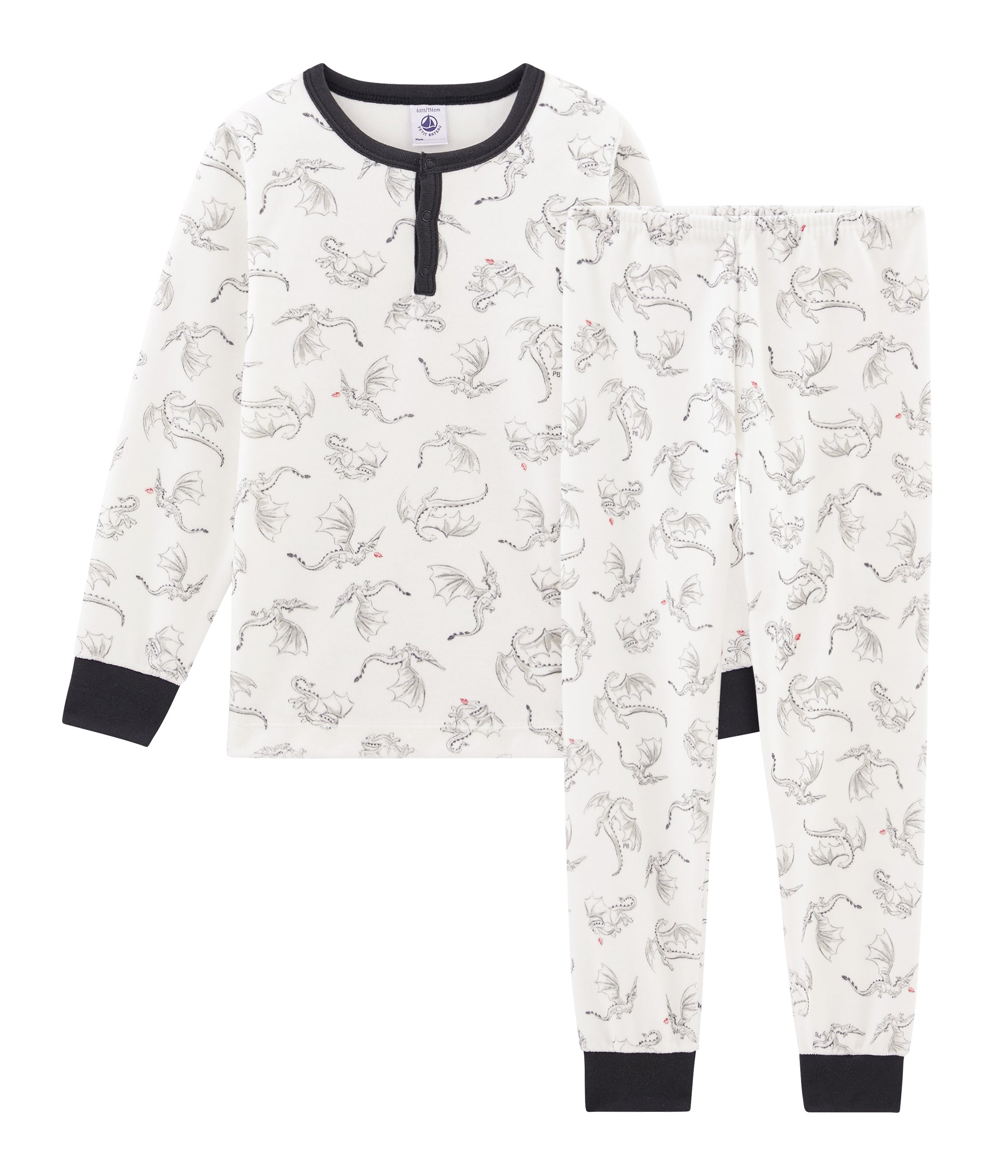 Boys White Printing Cotton Nightwear Set