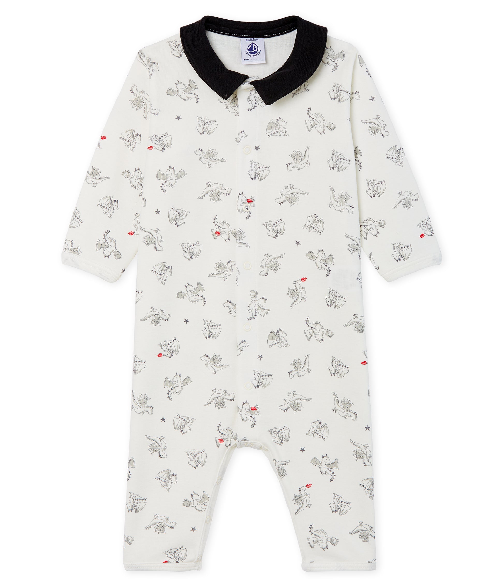 Baby Boys White Printing Cotton Babysuit