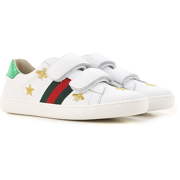 Boys & Girls White Calf Skin Sneakers