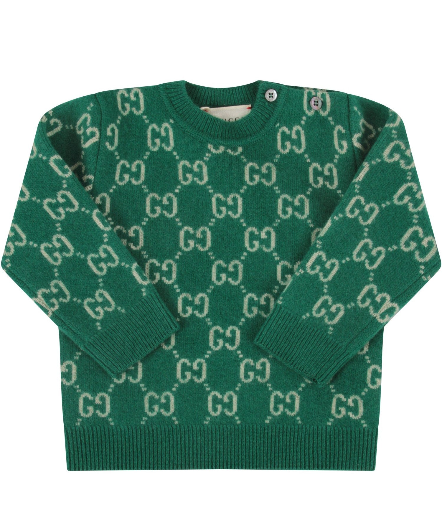 Baby Boys & Girls Green GG Wool Jumper