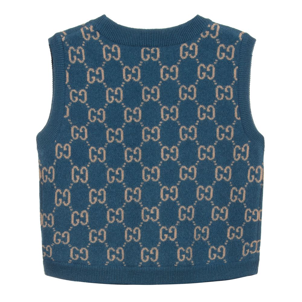 Boys & Girls Blue GG Wool Vest