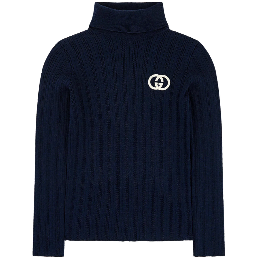 Boys & Girls Oltremare GG Knit Wool Turtleneck