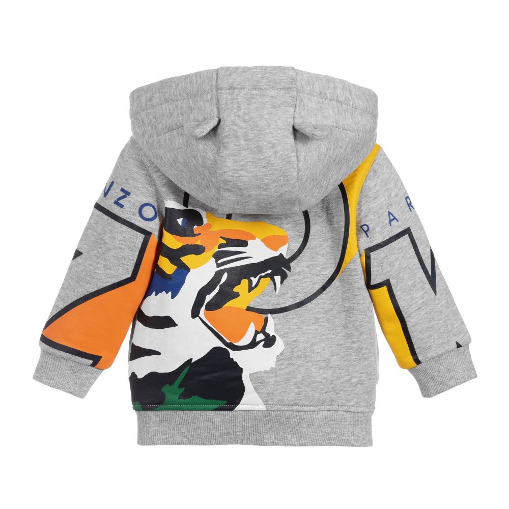 Baby Boys Grey Logo Print Hoodie