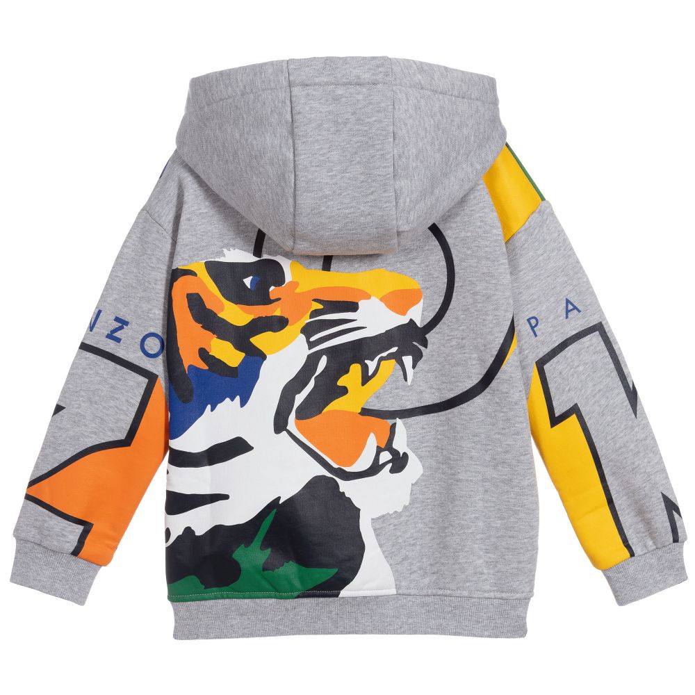 Boys Grey Logo Print Hoodie