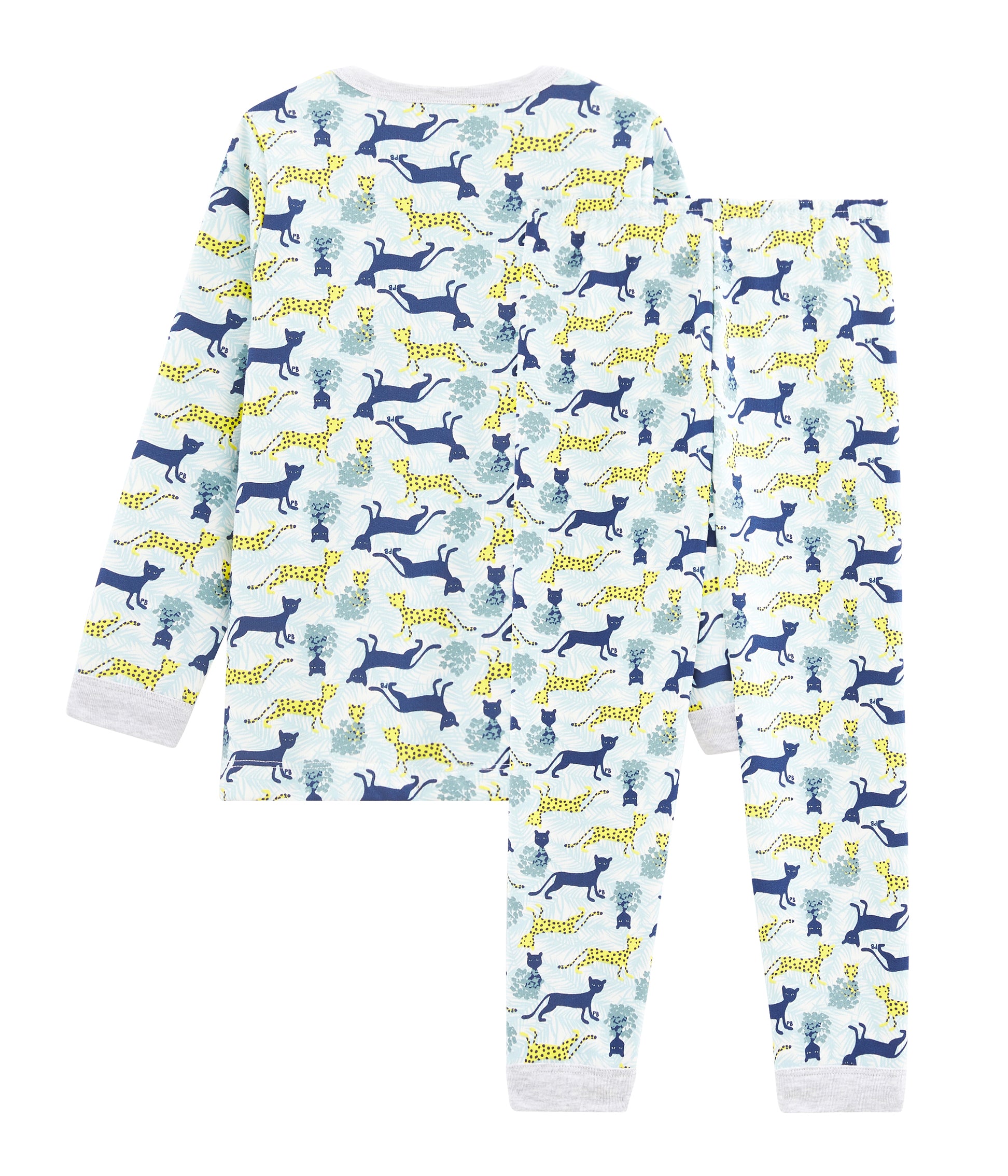 Boys Grey Pattern Cotton Nightwear Set