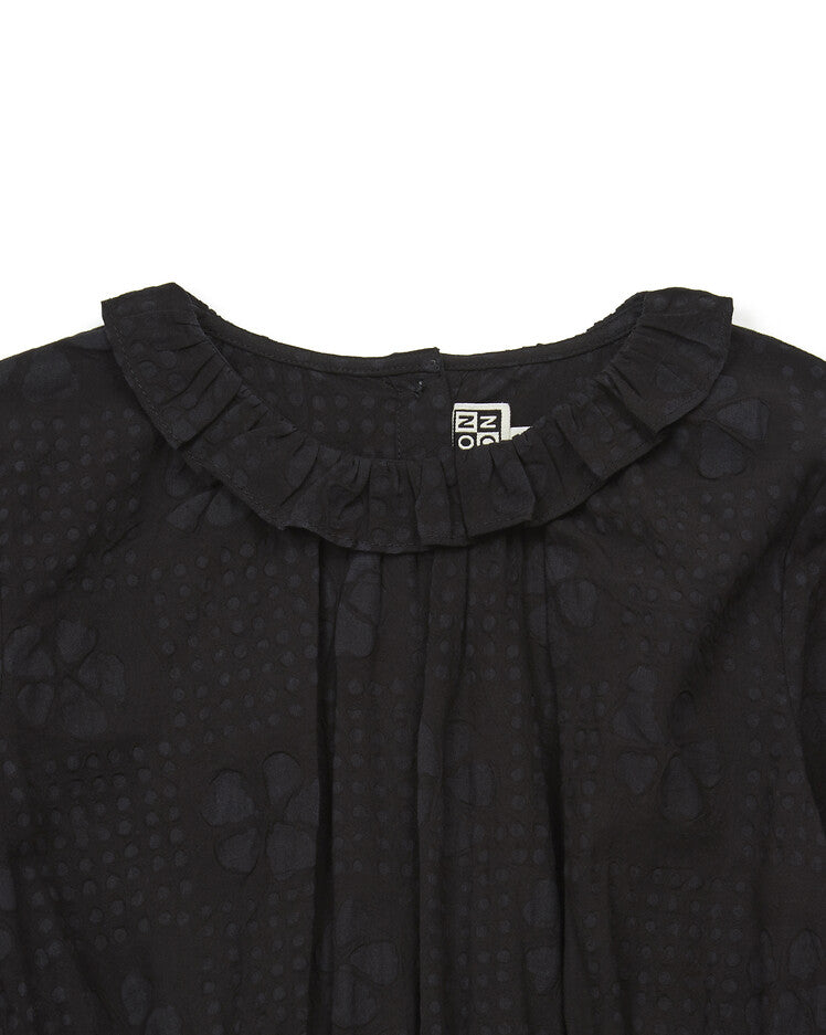 Girls Black Flower Cotton Dress