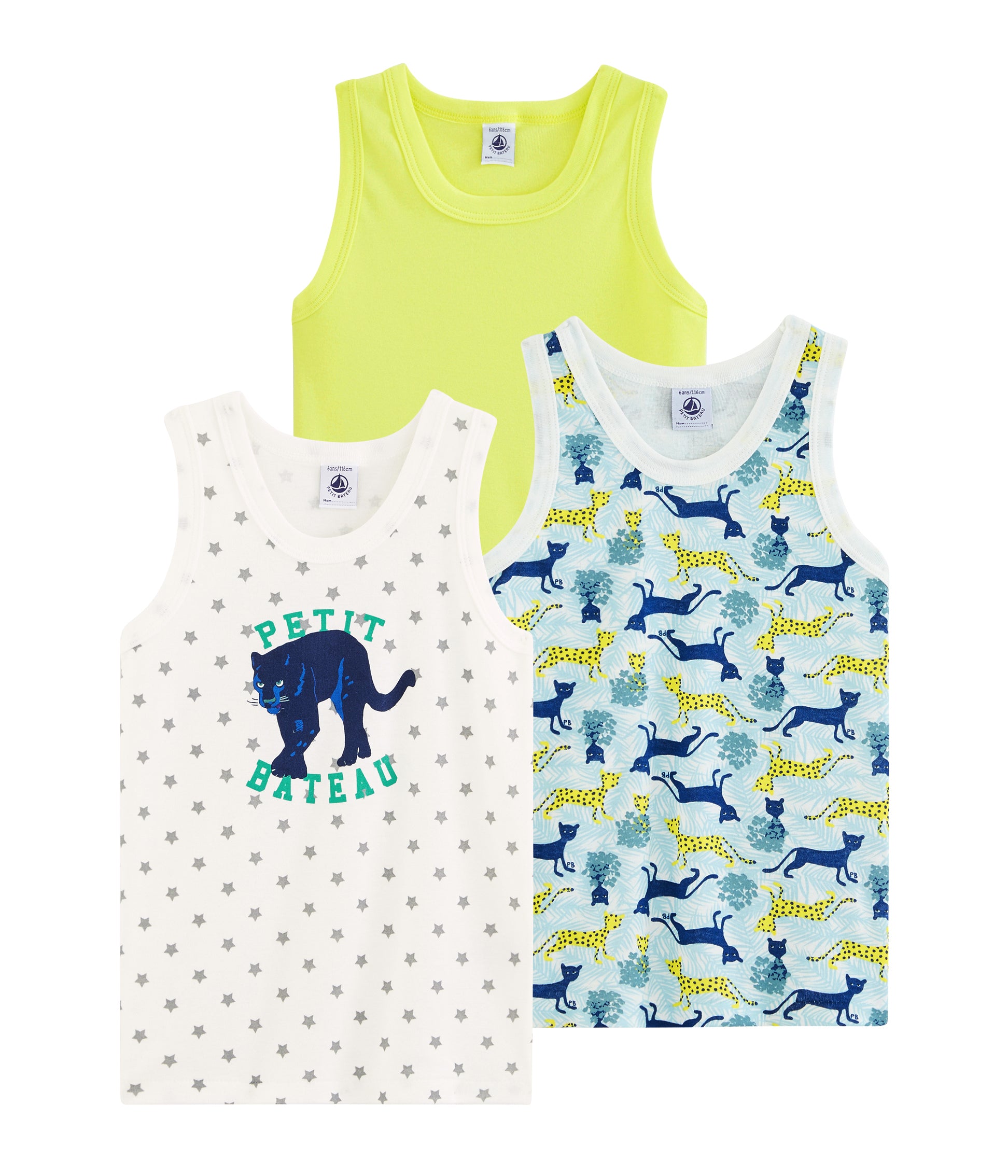 Boys Multicolor Pattern Cotton Vest (3 Pack)