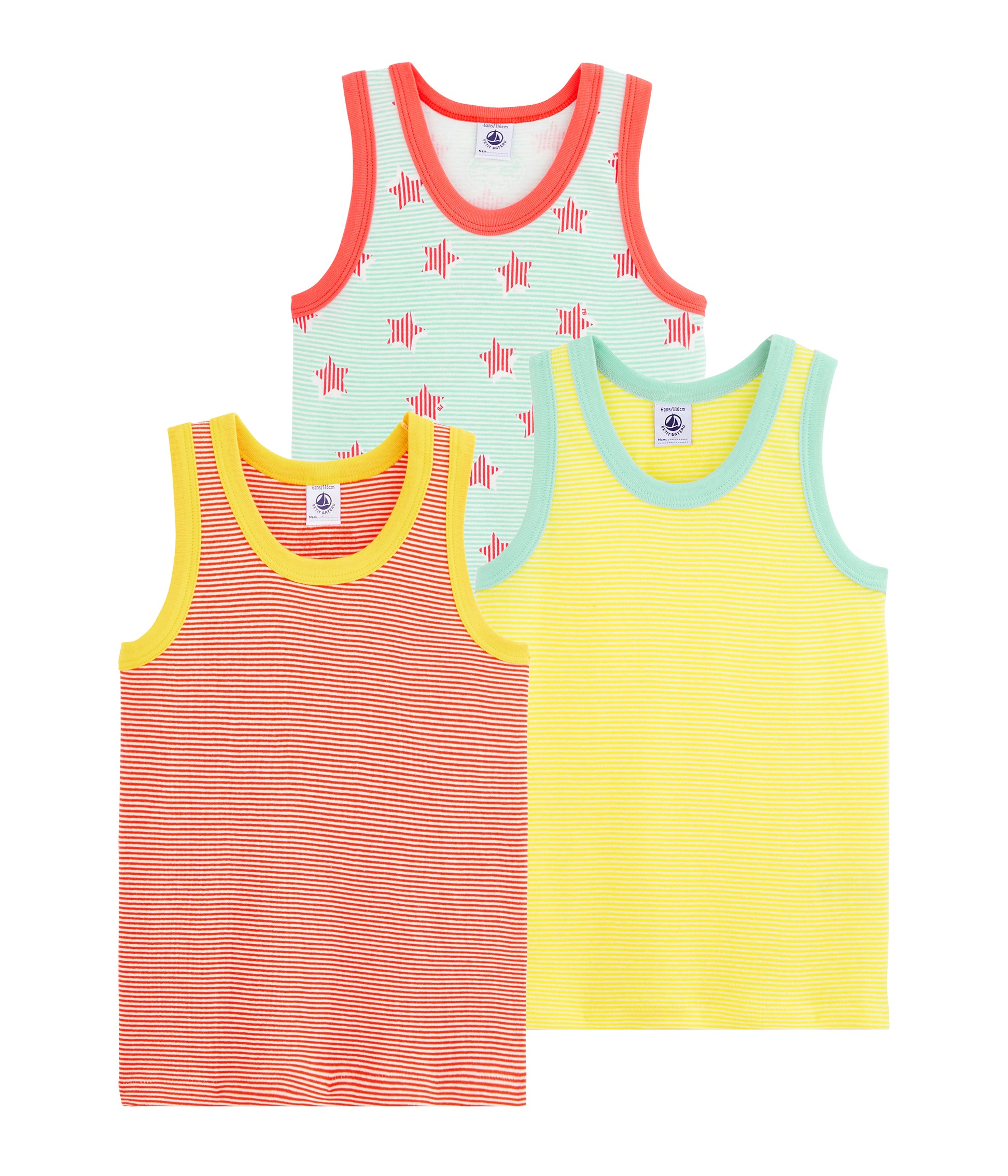 Boys Multicolor Cotton Vest (3 Pack)