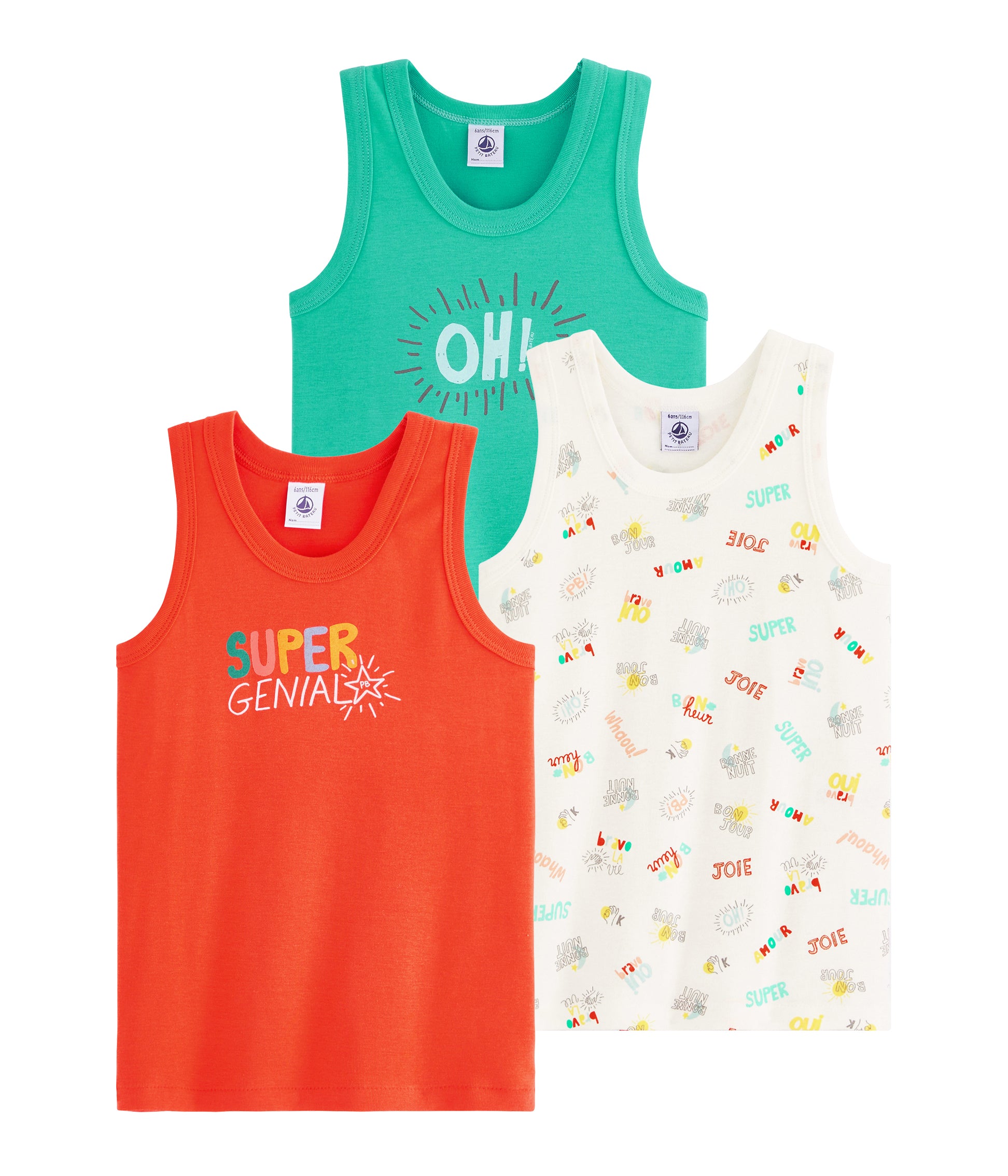 Boys Multicolor Cotton Vest (3 Pack)