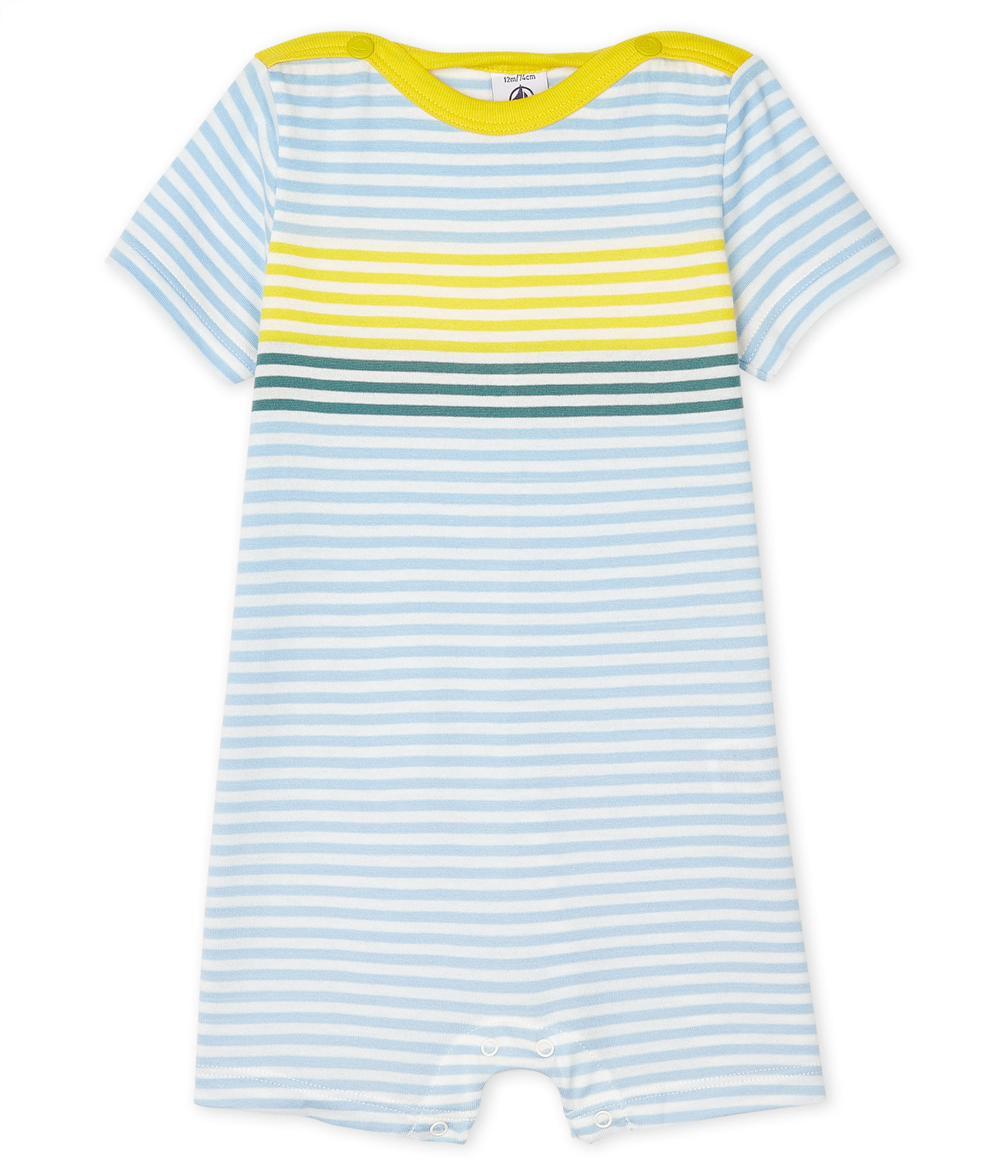 Baby Boys Blue Striped Cotton Babysuit