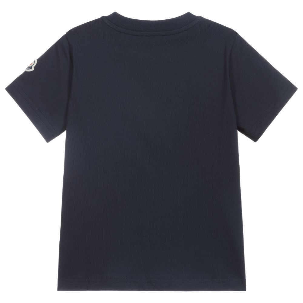 Boys Navy Logo Cotton T-Shirt