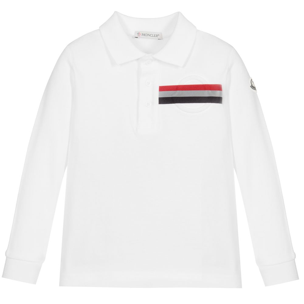 Boys White Cotton Polo Shirt