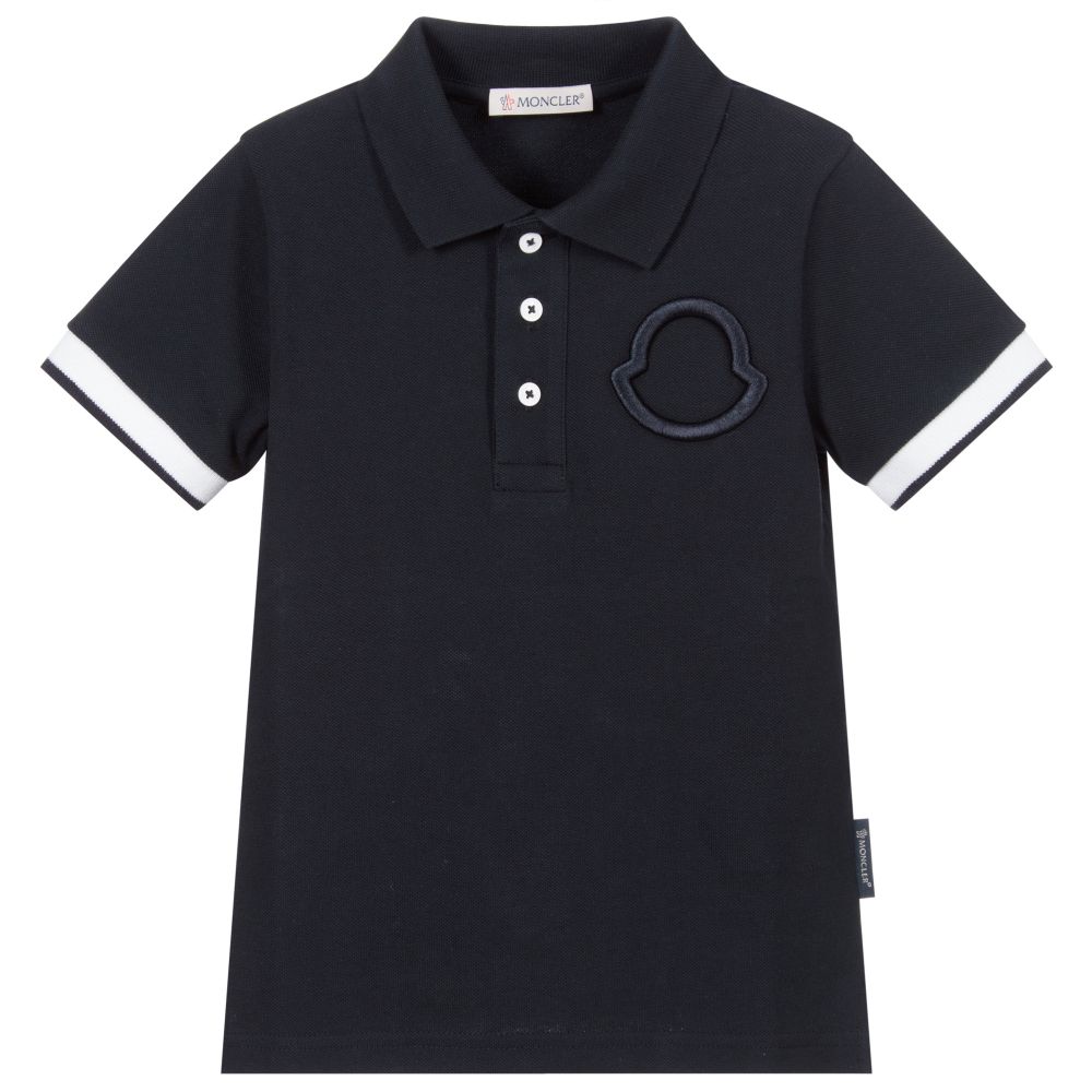 Boys Navy Logo Cotton Polo Shirt