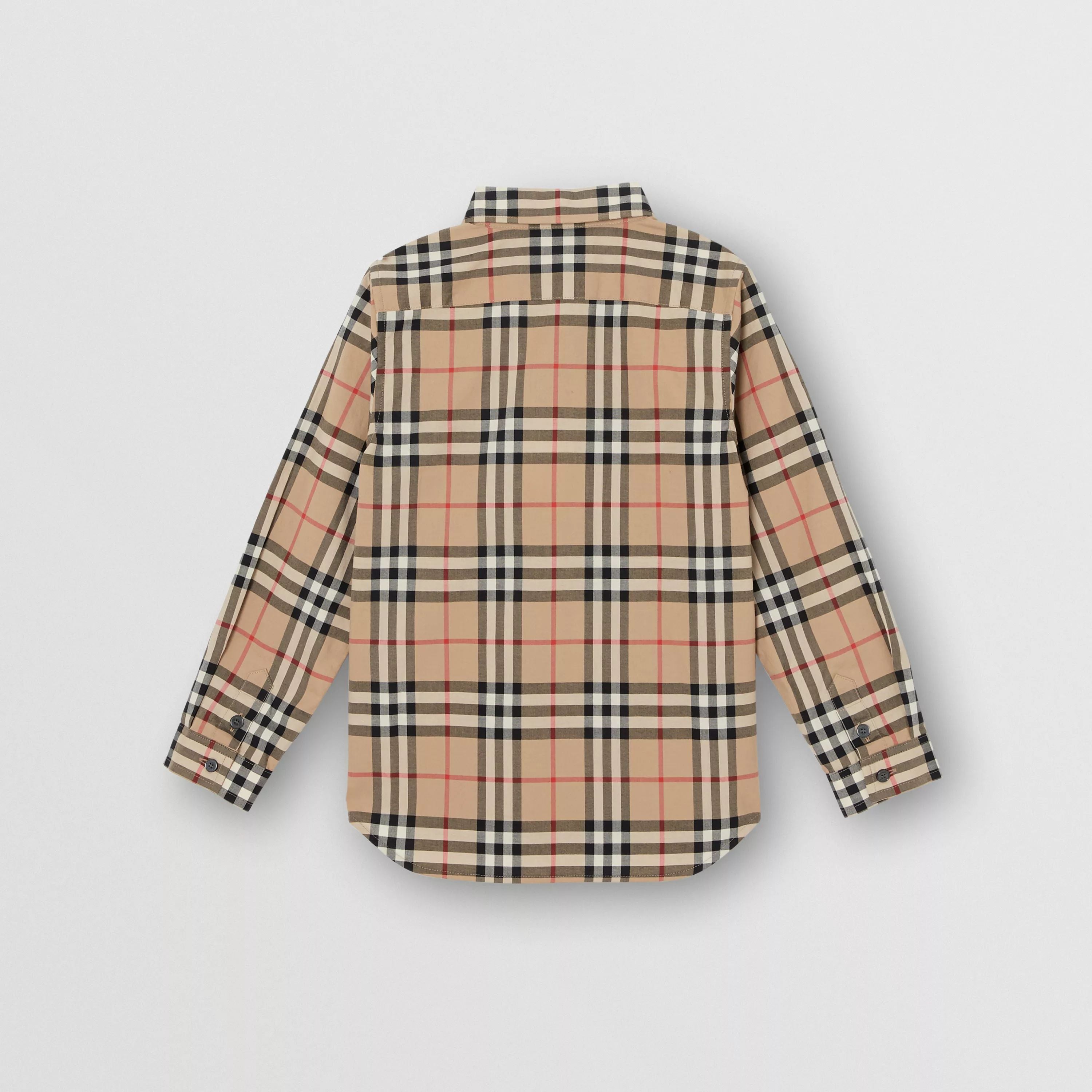 Boys Beige Check Cotton Shirt