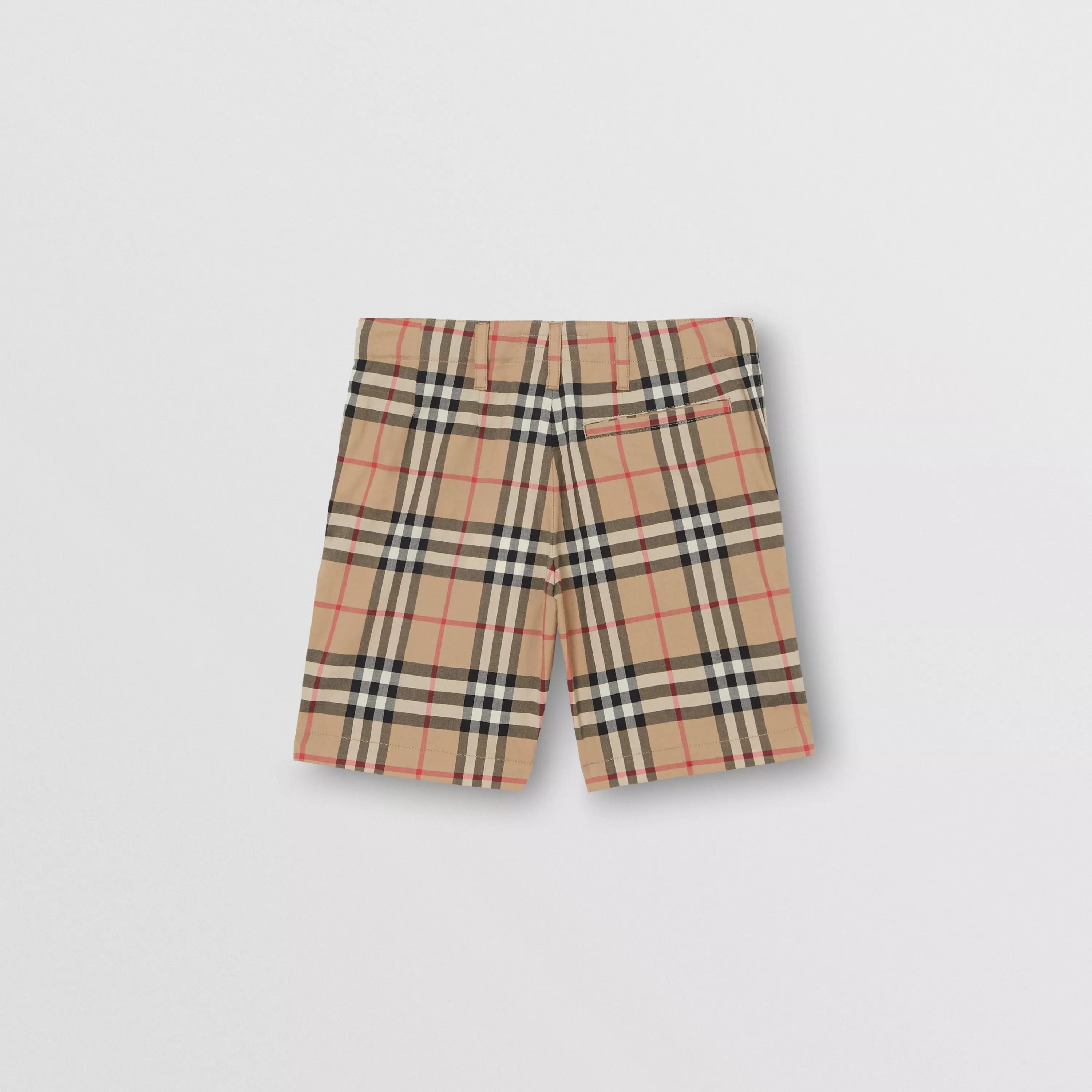 Boys Beige Check Cotton Shorts