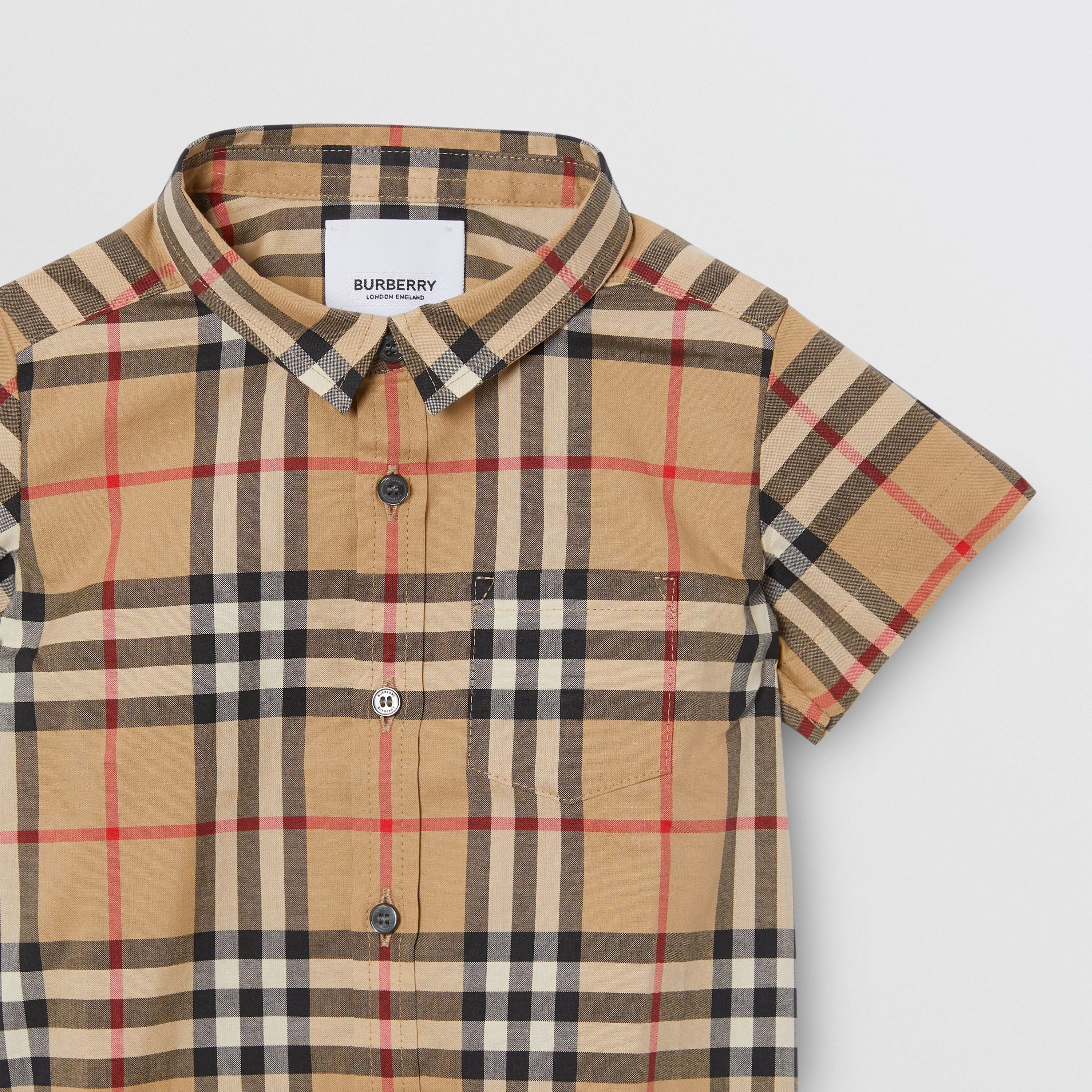 Baby Boys Beige Check Cotton Shirt