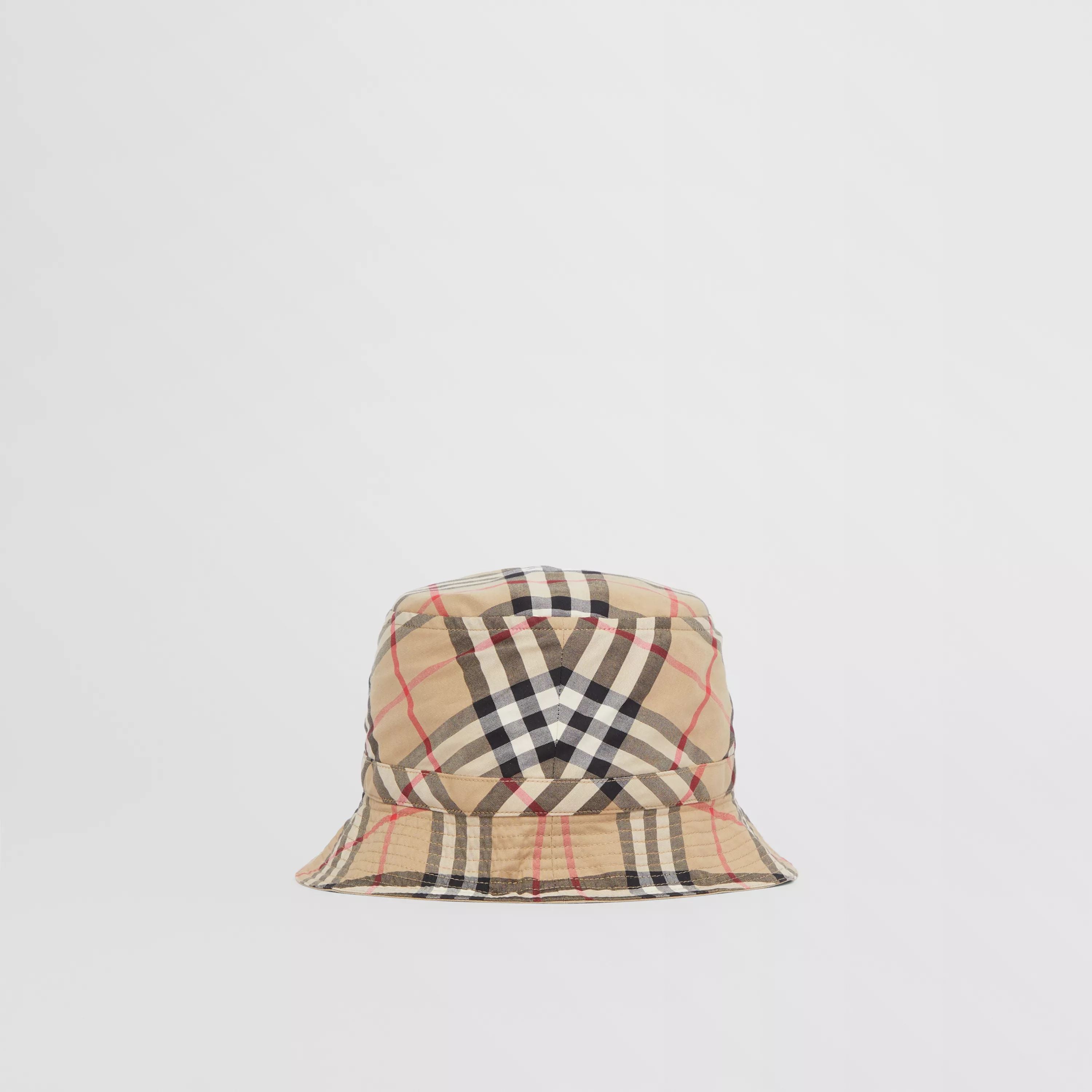 Boys & Girls Beige Check Cotton Hat