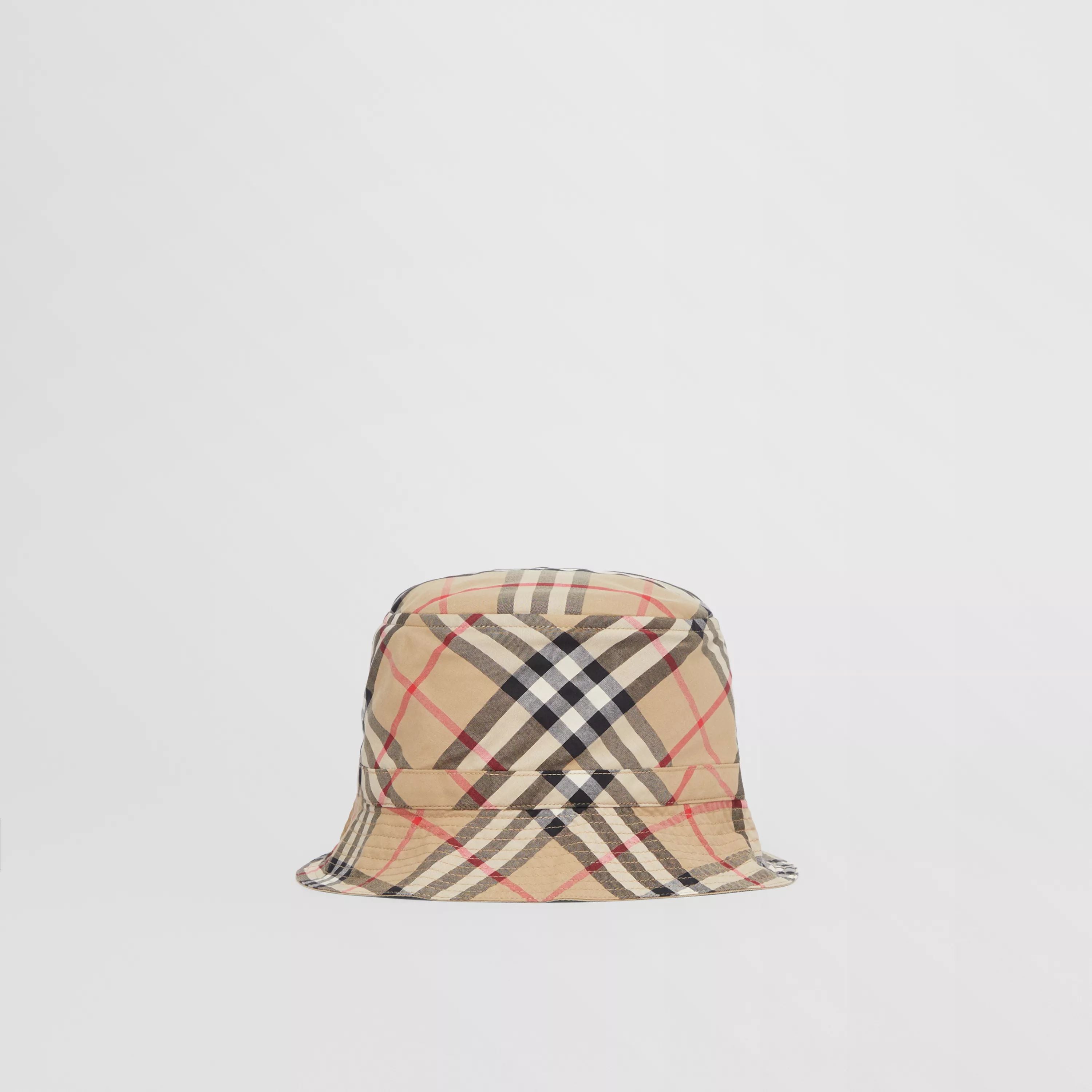 Boys & Girls Beige Check Cotton Hat