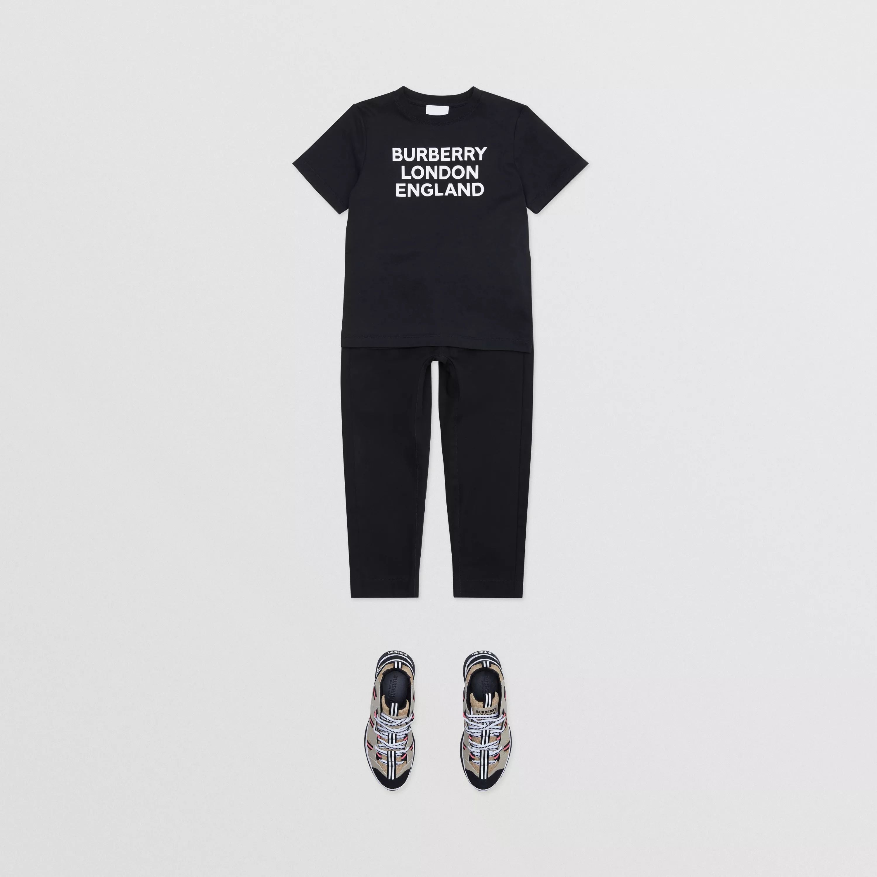 Boys & Girls Black Logo Cotton T-Shirt