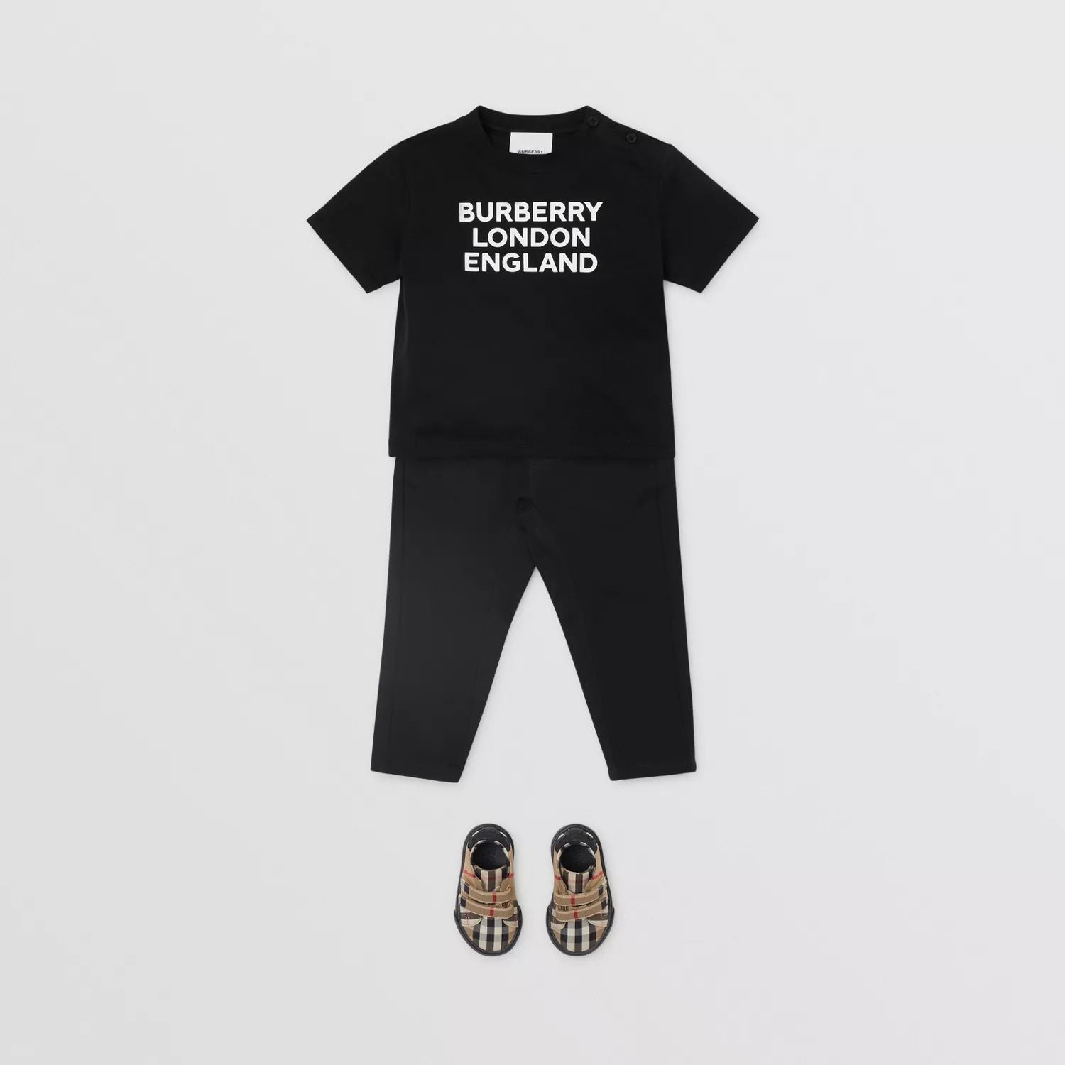 Baby Boys & Girls Black Logo Cotton T-Shirt