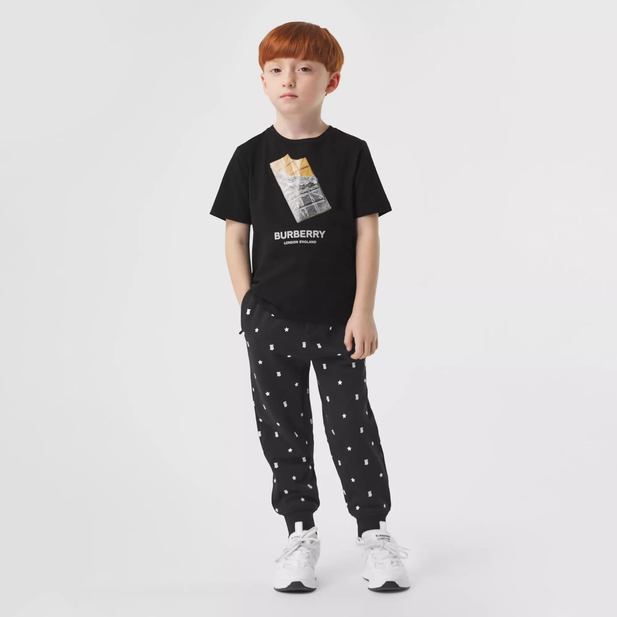 Boys Black Printing Cotton T-Shirt