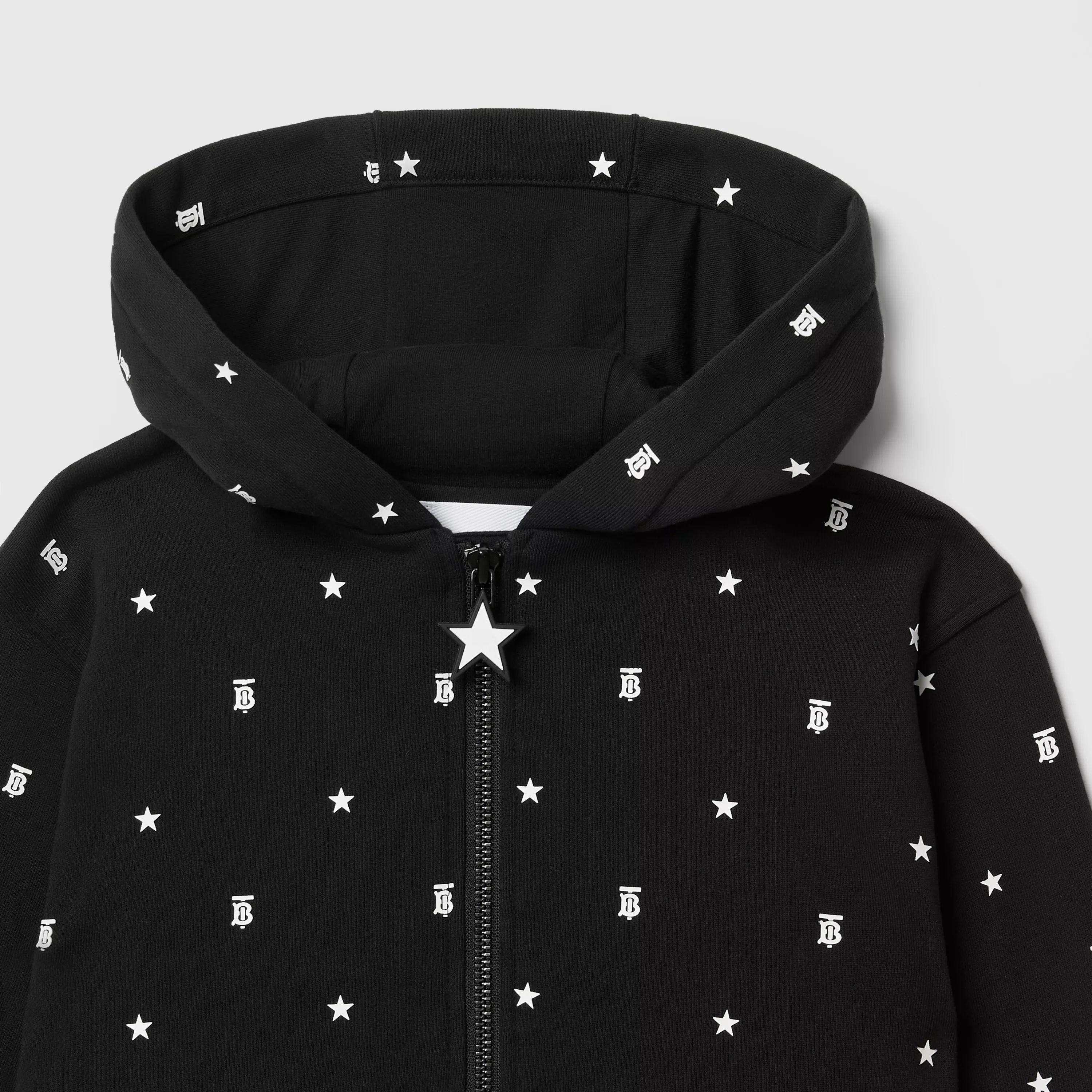 Boys Black Logo Hooded Zip-up Top