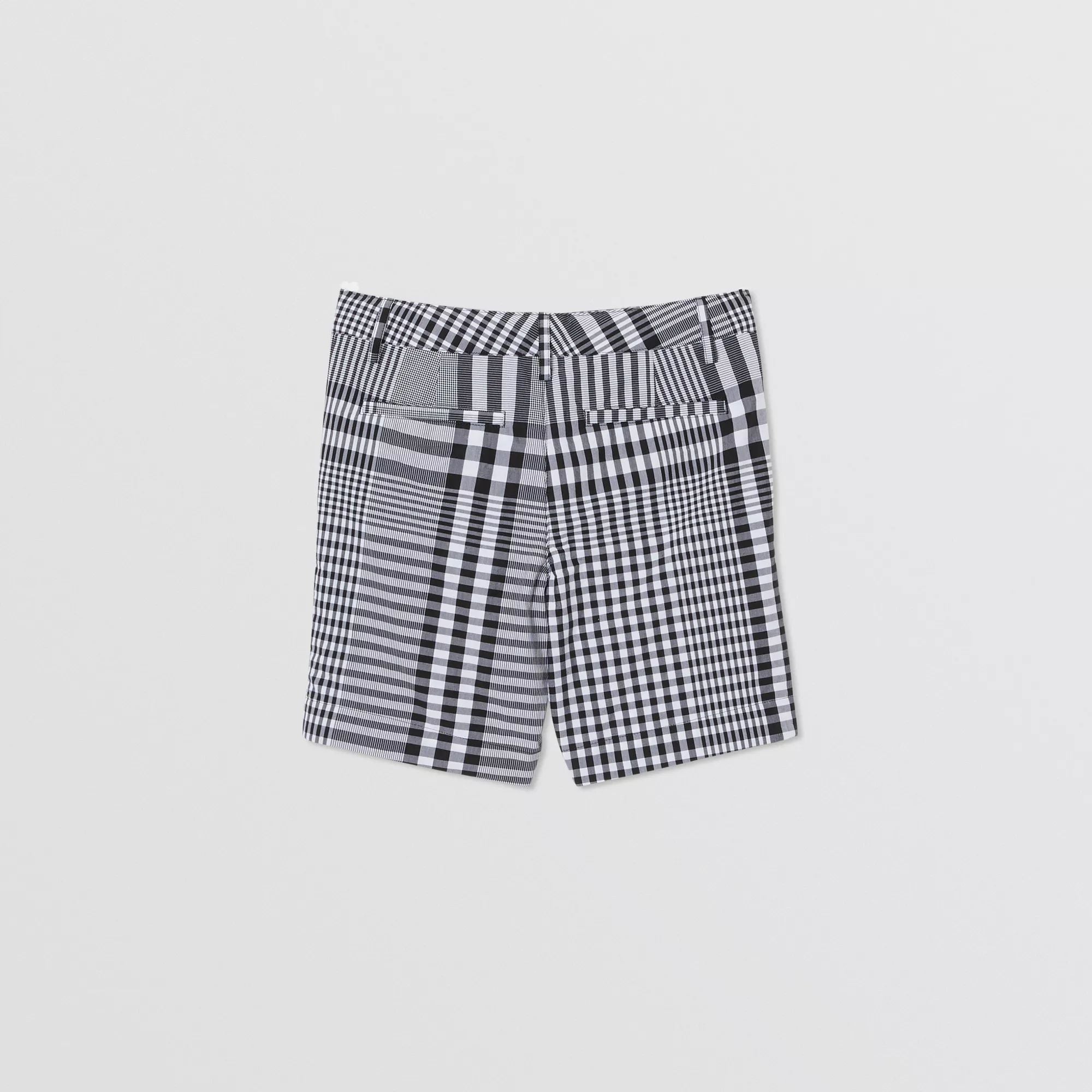 Boys Black Check Cotton Shorts