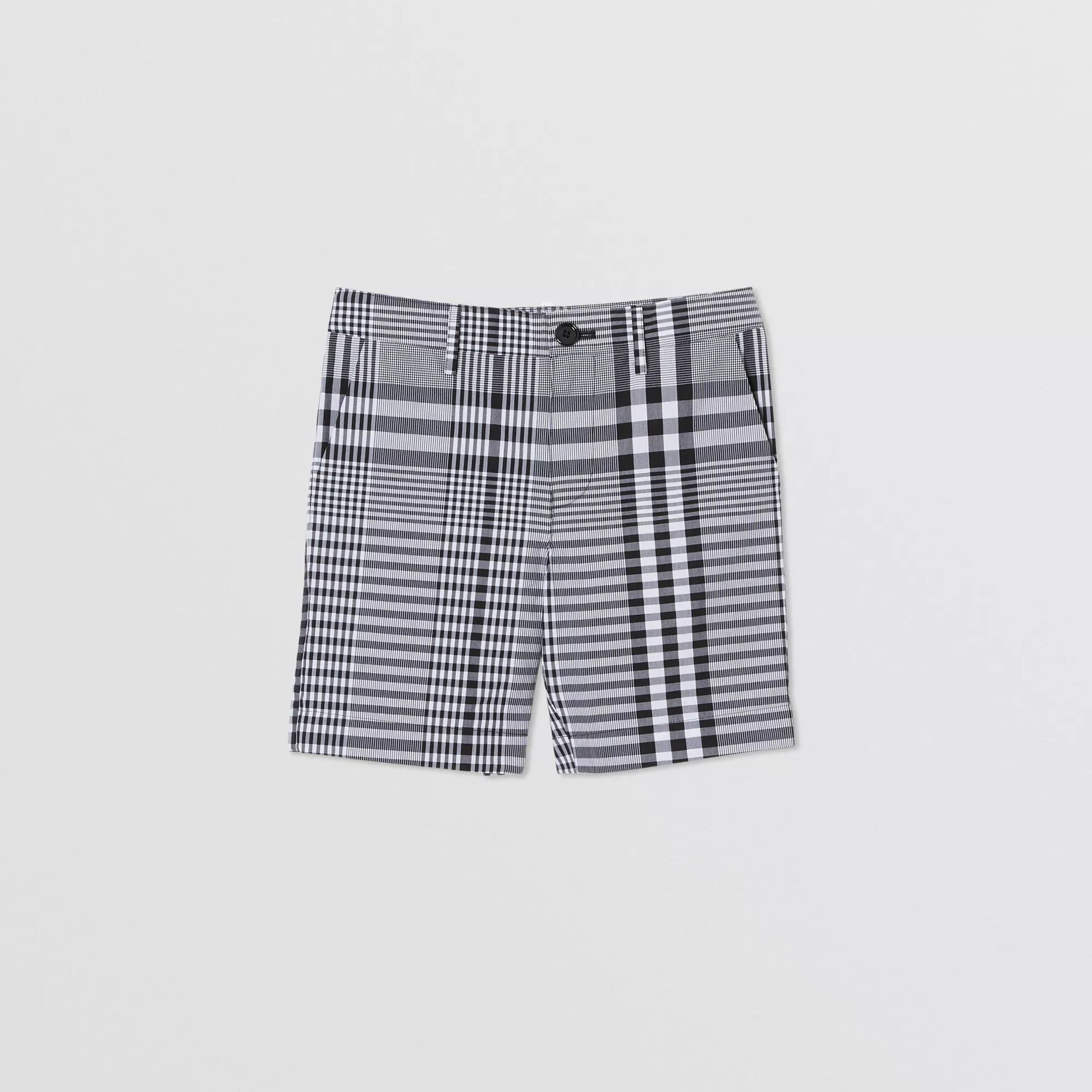 Boys Black Check Cotton Shorts