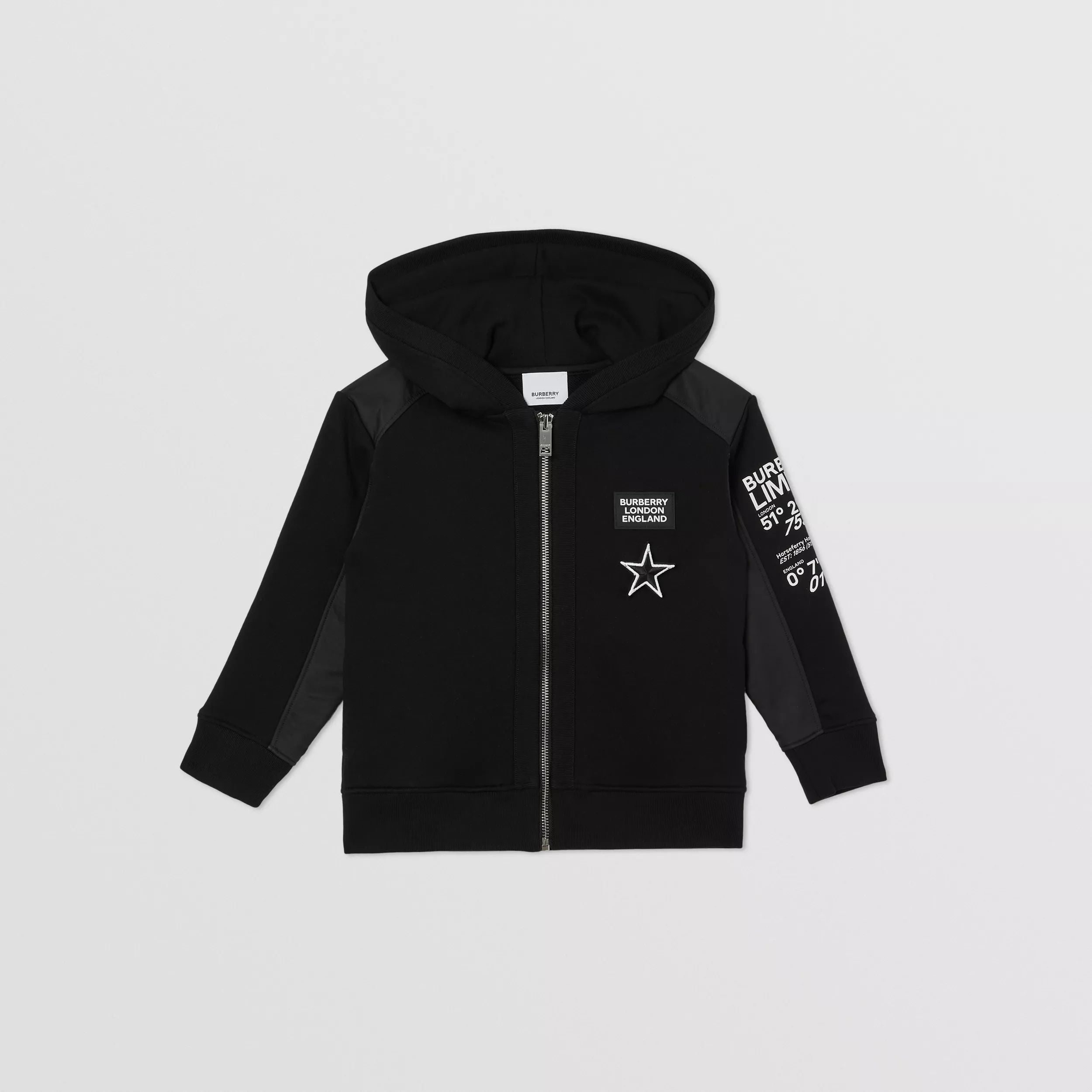 Boys Black Cotton Zip-Up Top