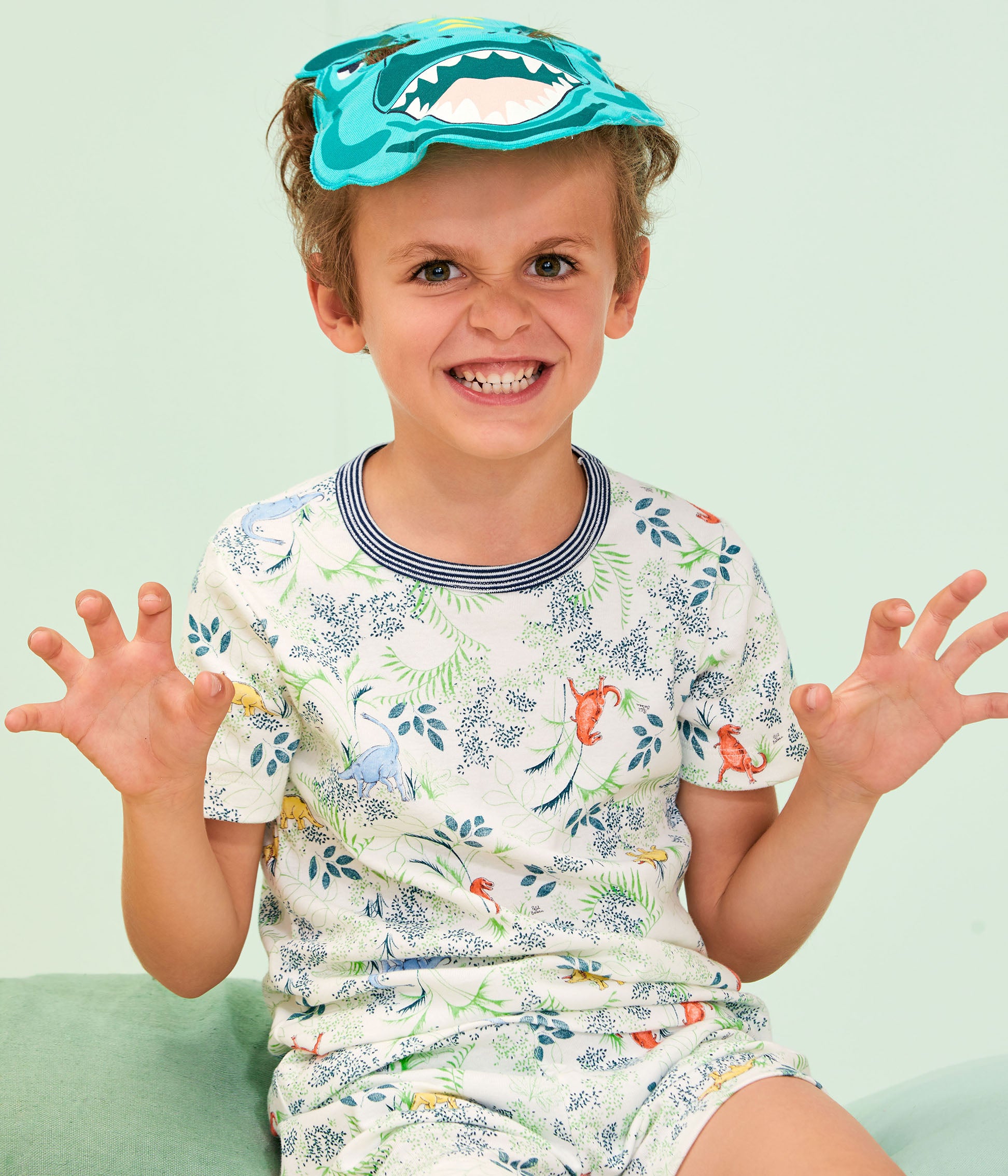 Boys White Printing Cotton Nightwear Set