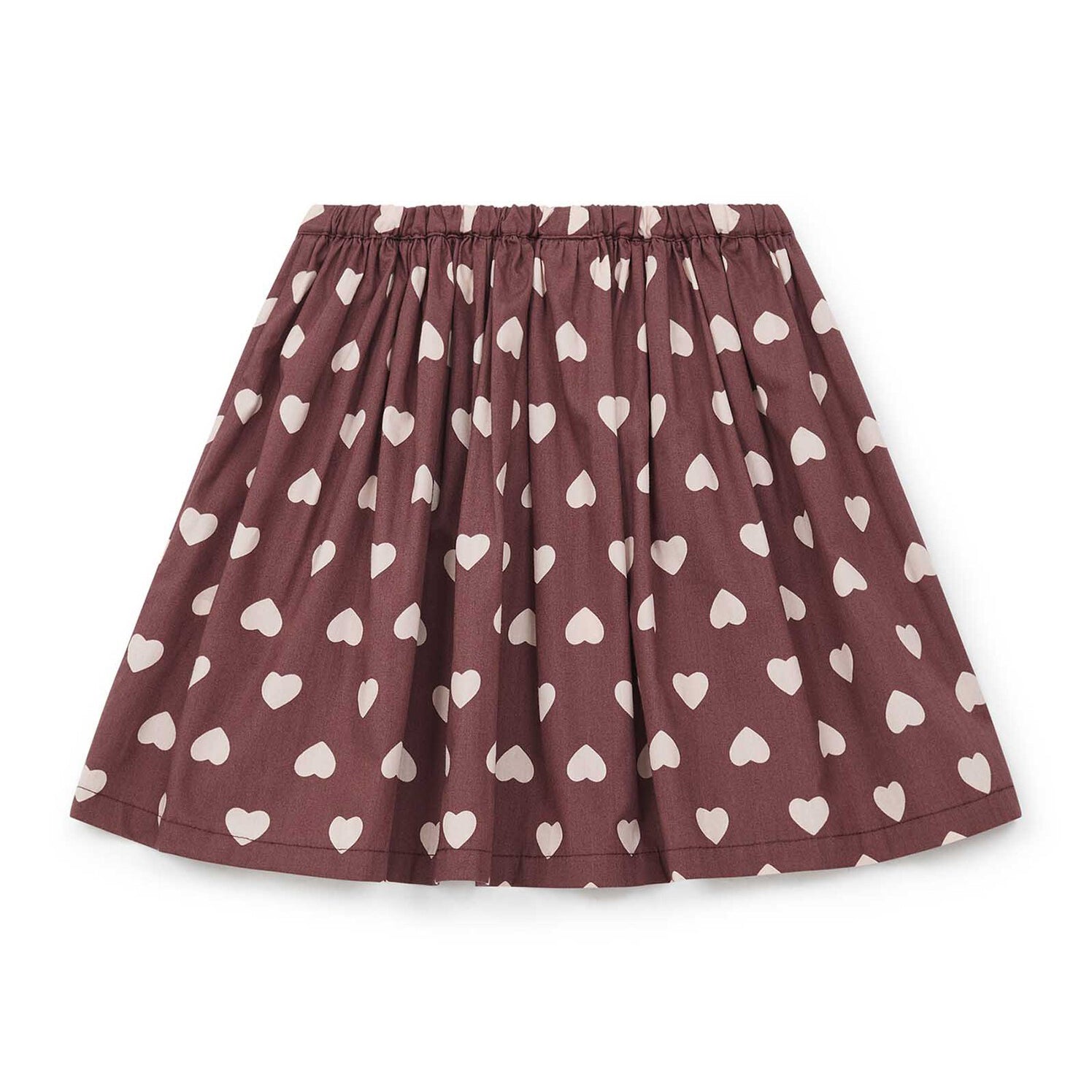 Girls Dark Red Heart Cotton Skirt