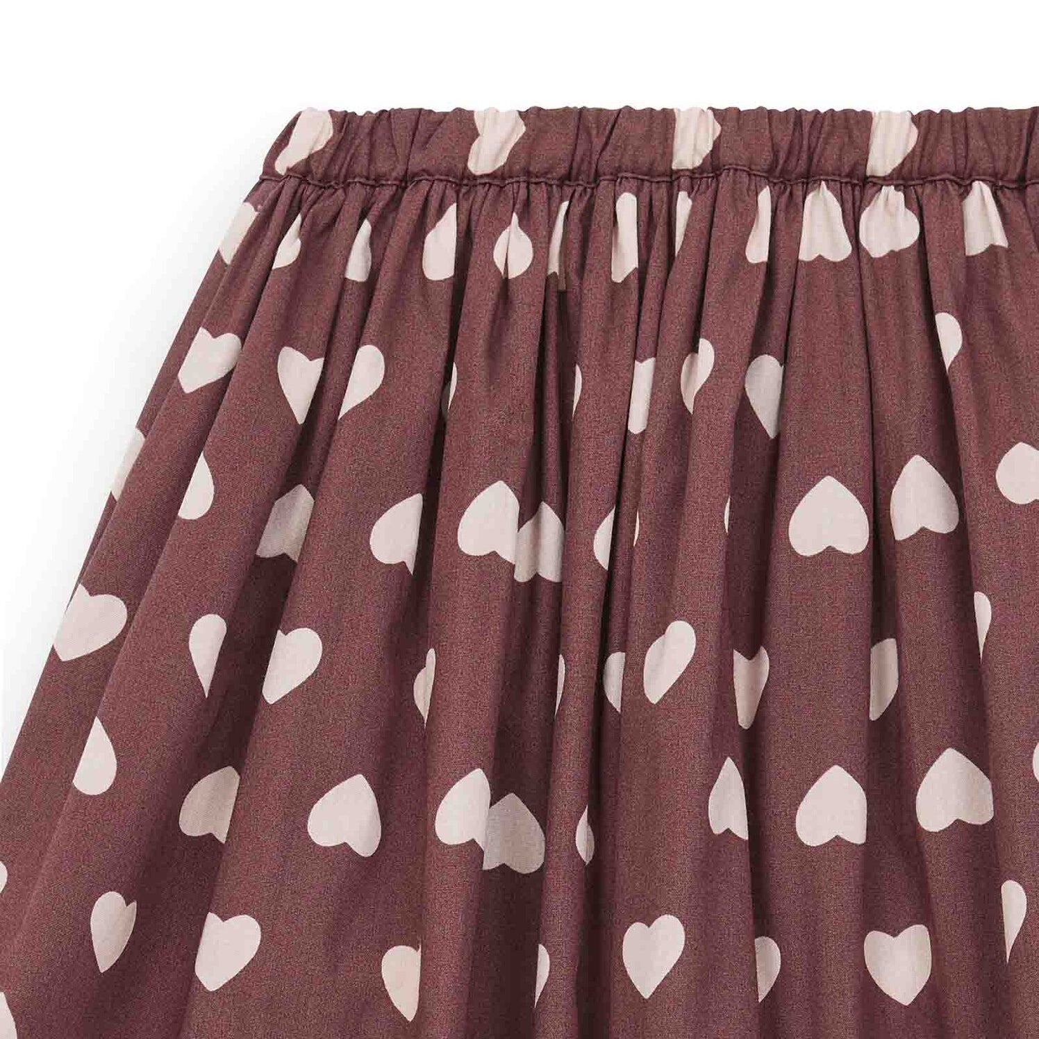 Girls Dark Red Heart Cotton Skirt