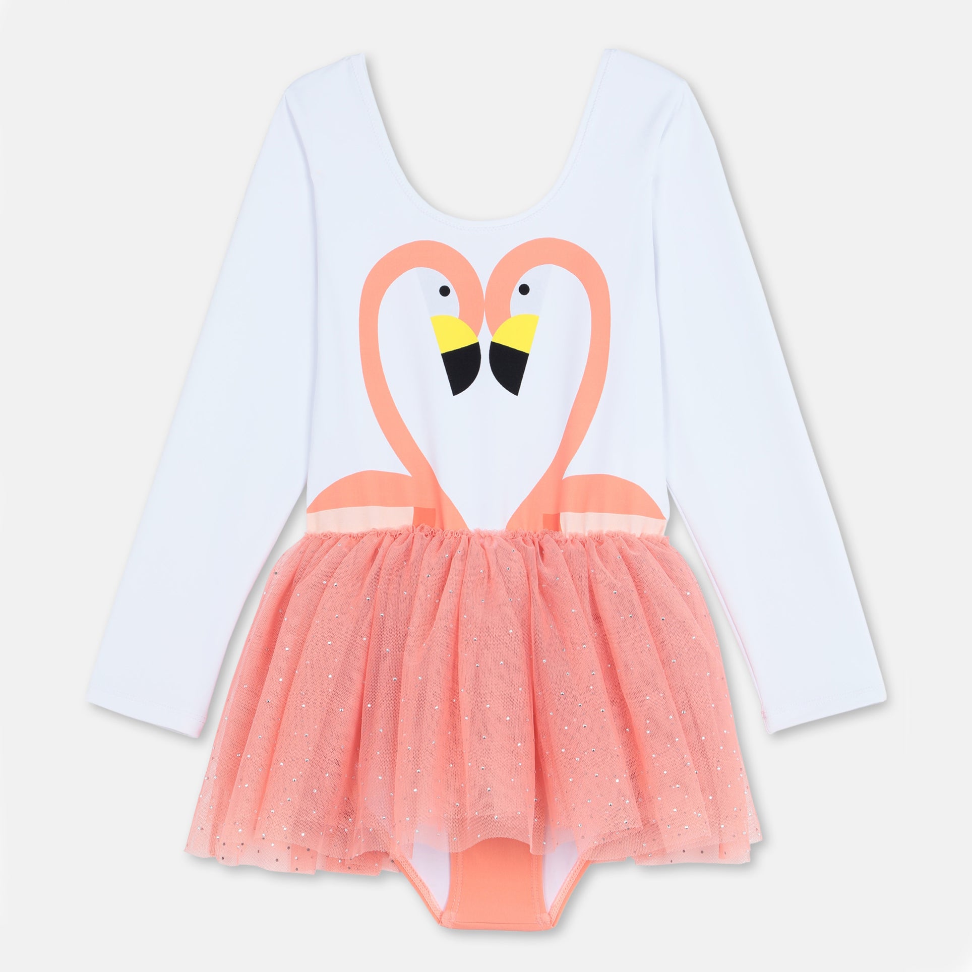 Girls White & Pink Flamingo Dress