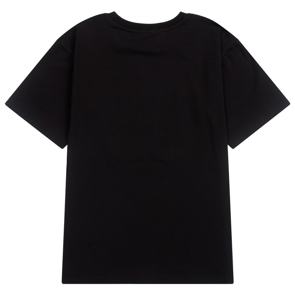 Boys & Girls Black Cotton T-Shirt