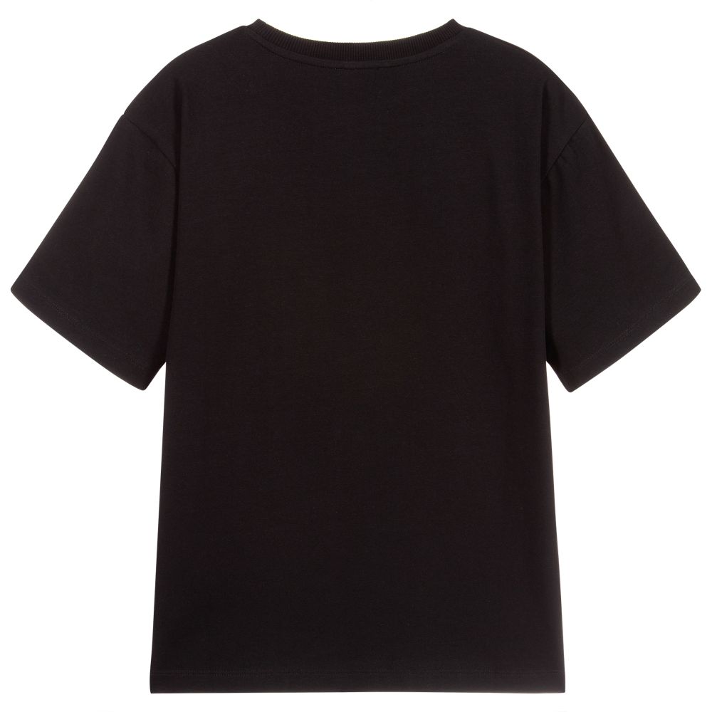 Boys & Girls Black Cotton T-Shirt