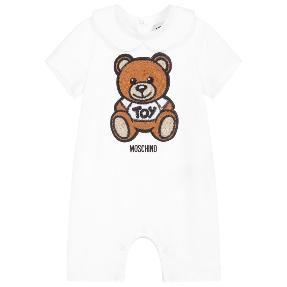 Baby Boys & Girls White Toy Cotton Babysuit