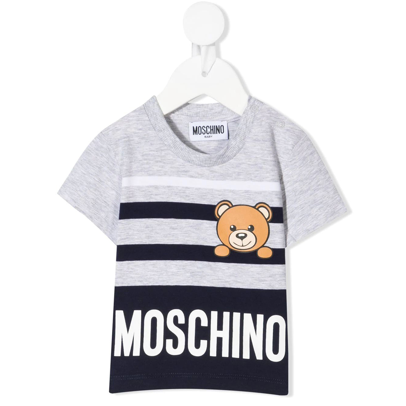 Baby Boys Grey & Navy Cotton T-Shirt