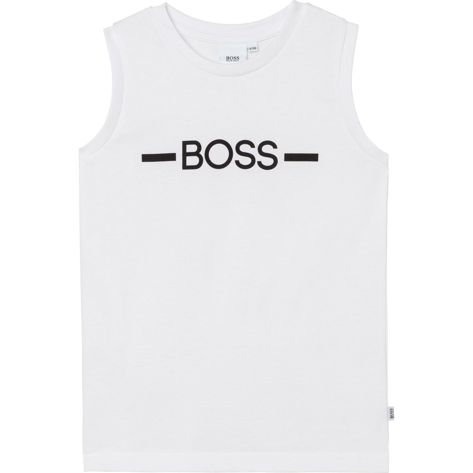 Boys White Logo Cotton Vest