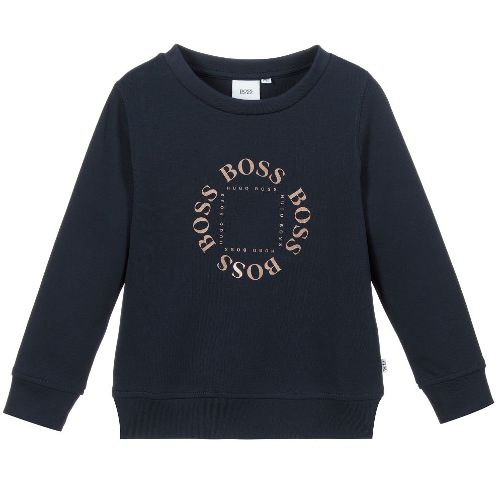 Boys Blue Logo Cotton Sweatshirt