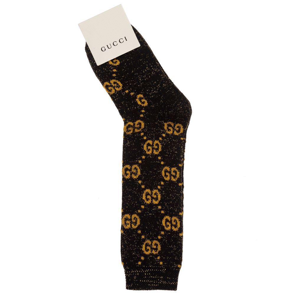 Boys Black Glitter GG Logo Socks