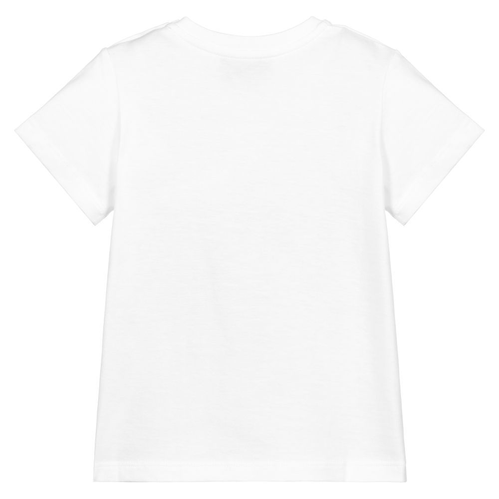 Baby Boys White Logo Cotton T-Shirt