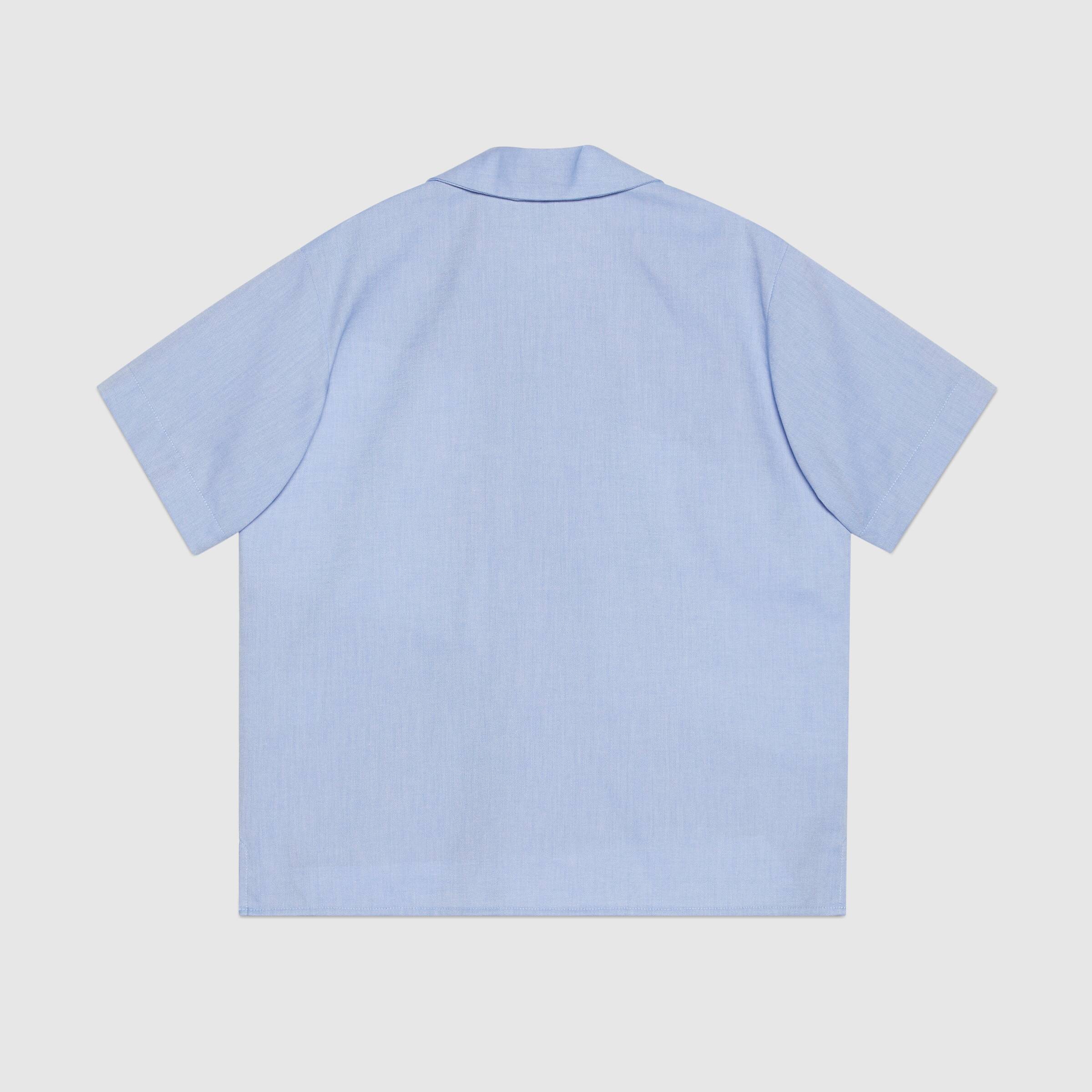 Boys Blue Embroidered Logo Cotton Shirt