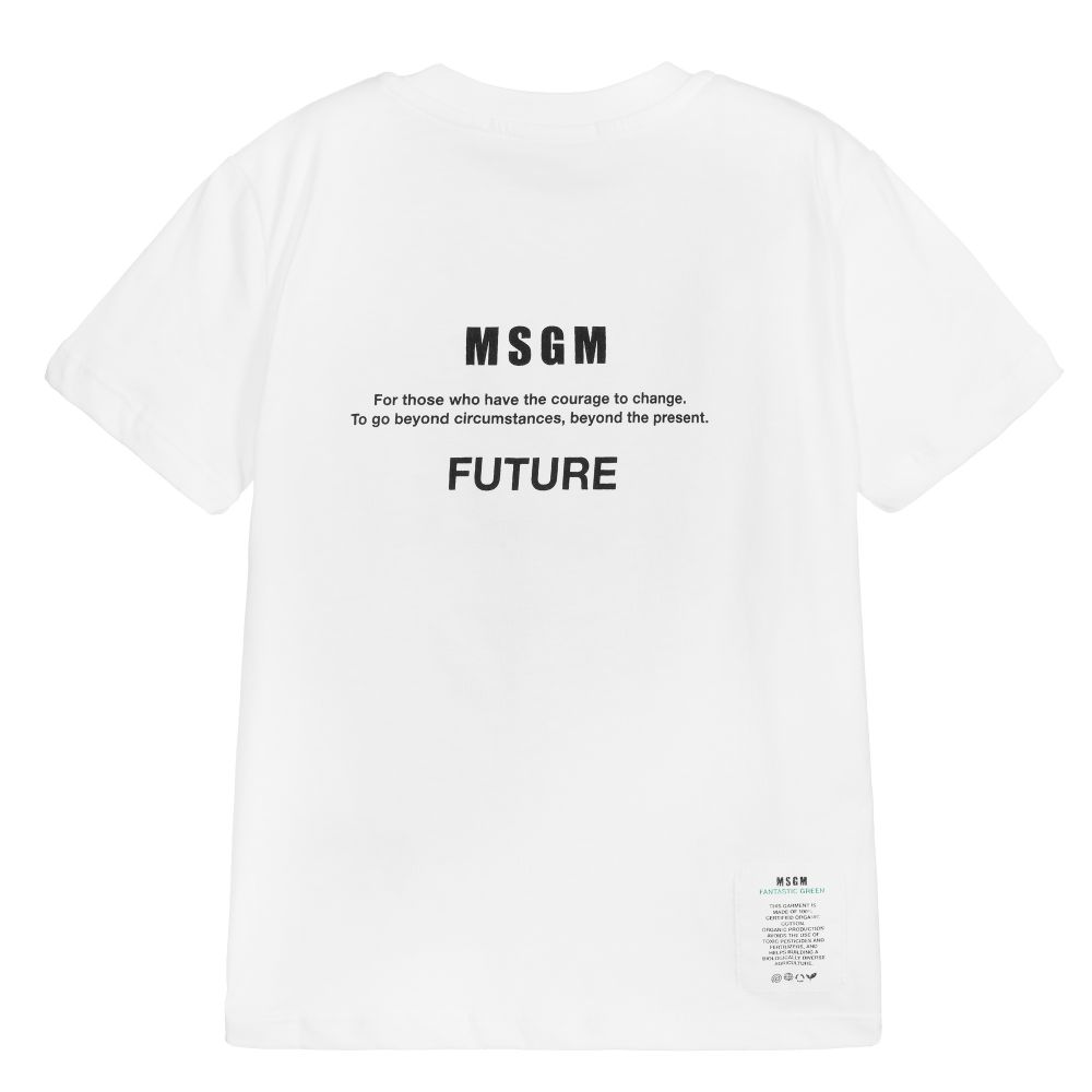 Boys & Girls White Print T-Shirt