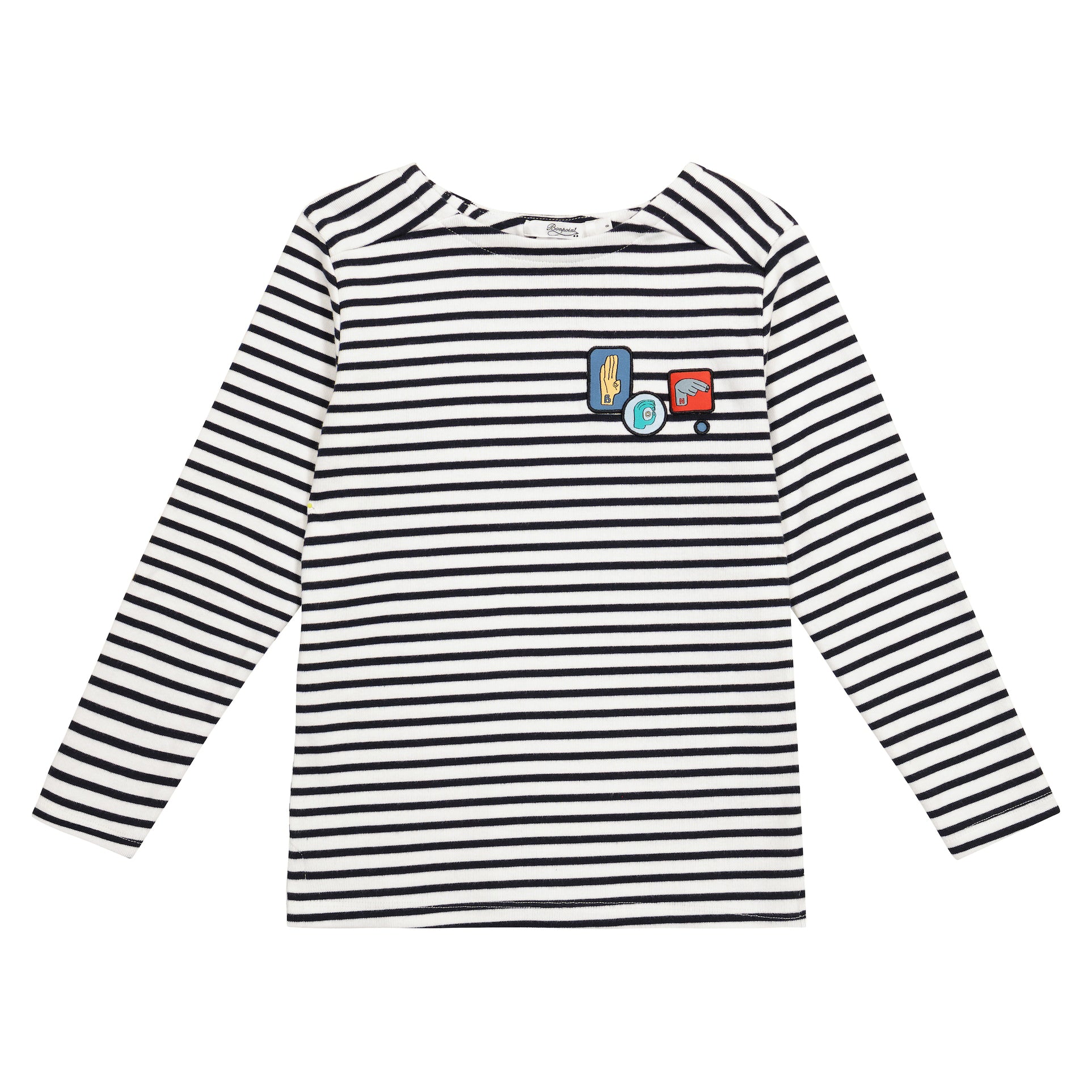 Boys Navy Stripes Cotton T-Shirt