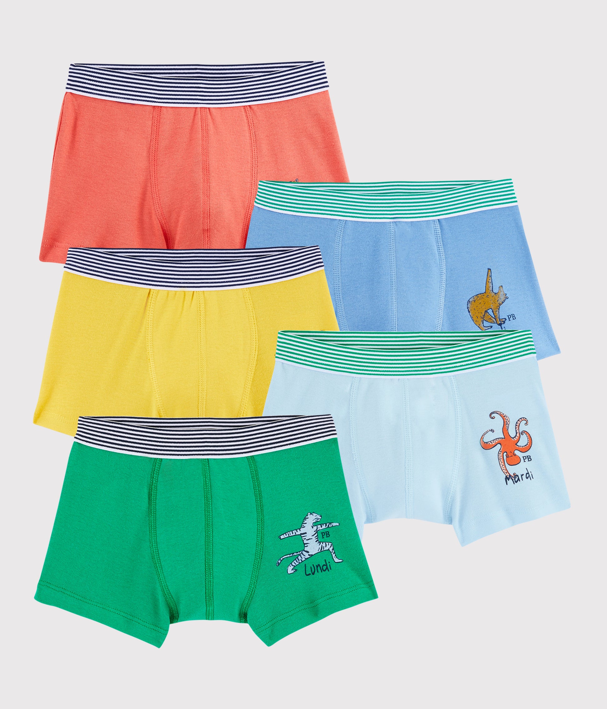 Boys Multicolor Cotton Underwear Sets (5 PIeces)