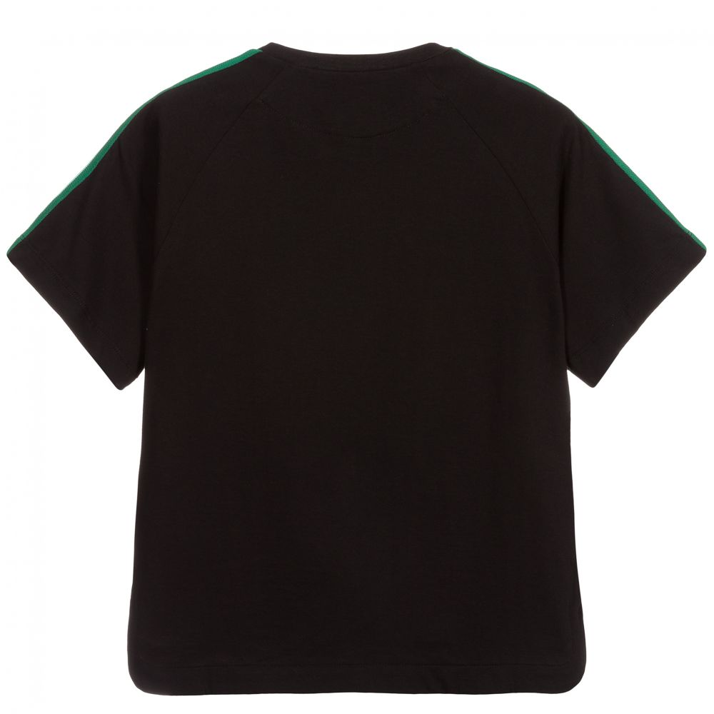 Boys & Girls Black Logo Cotton T-Shirt